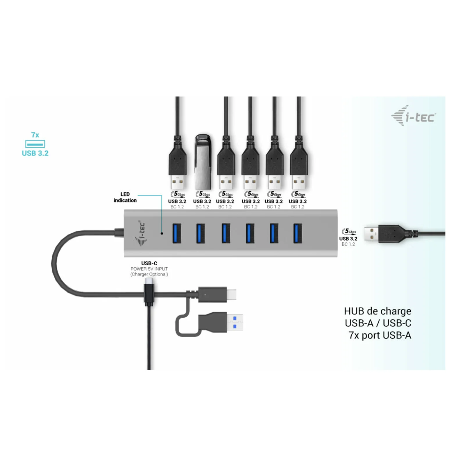 i-tec USB-C/USB-A Charging Metal HUB 7 Port