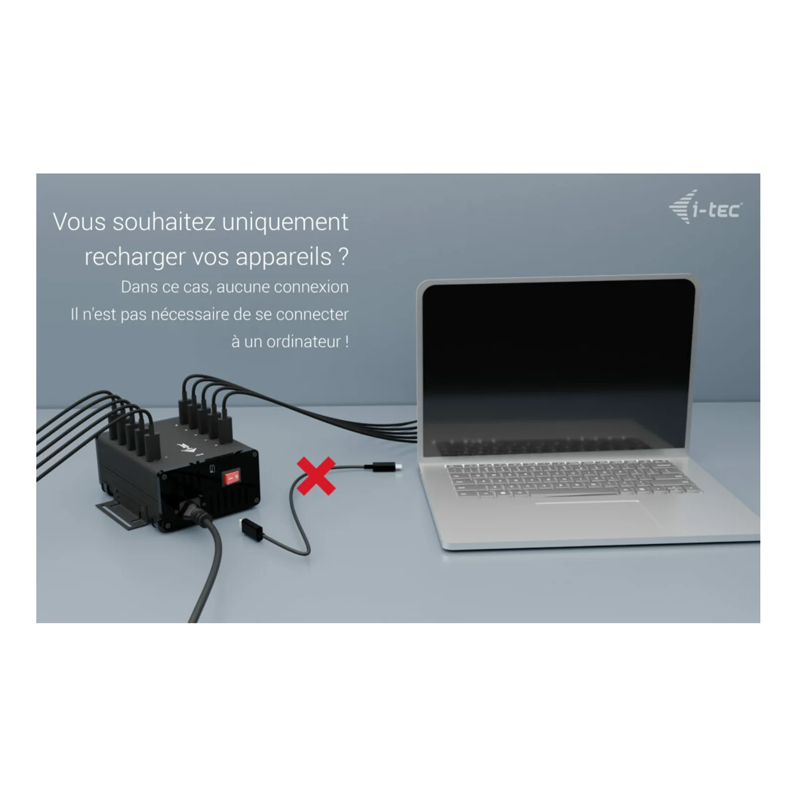 i-tec USB-C/USB-A Metal Charging + data HUB, 15W per port, 10x USB-C