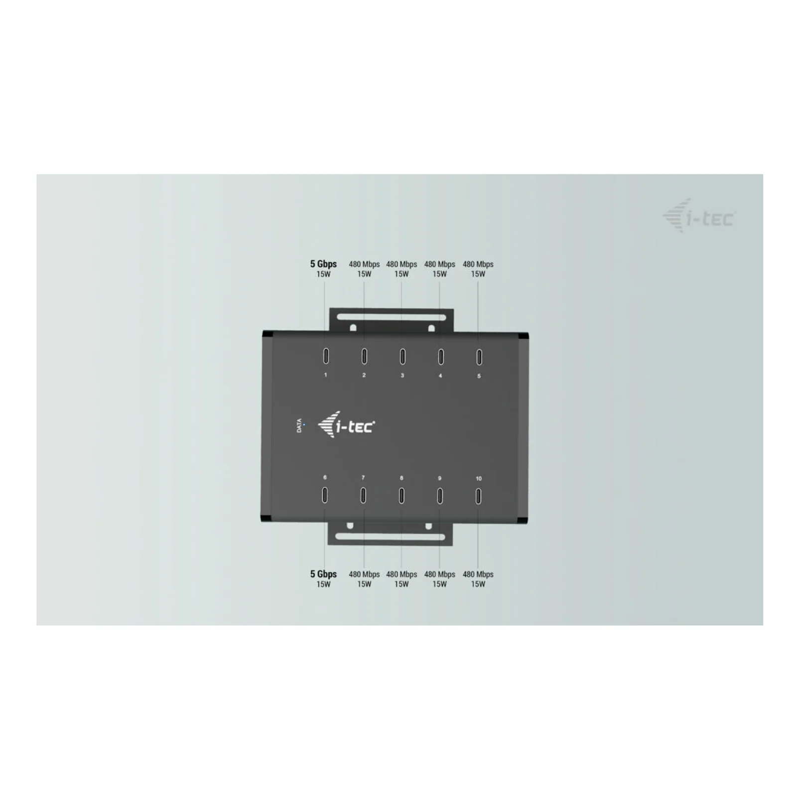 i-tec USB-C/USB-A Metal Charging + data HUB, 15W per port, 10x USB-C