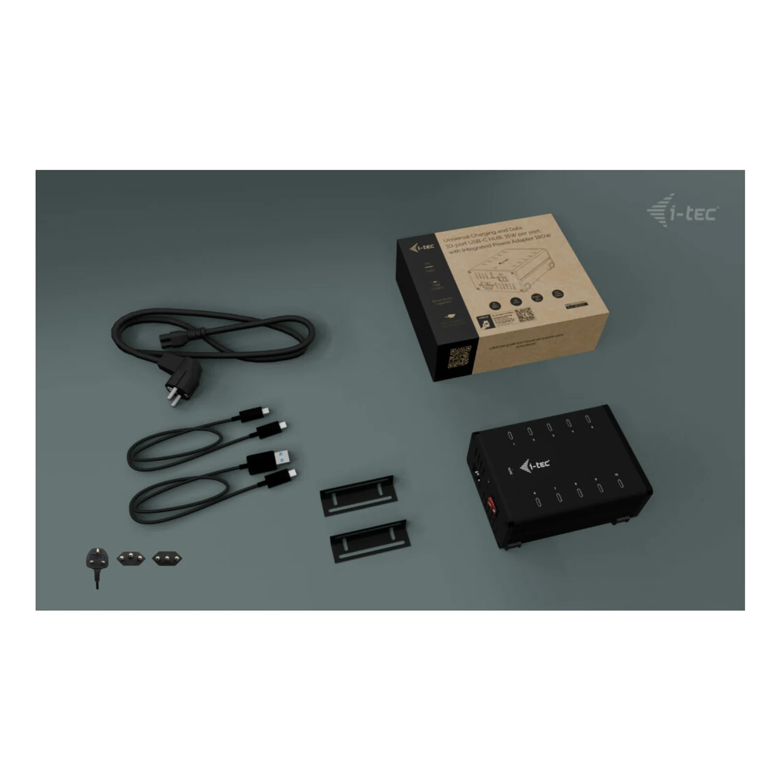 i-tec USB-C/USB-A Metal Charging + data HUB, 15W per port, 10x USB-C