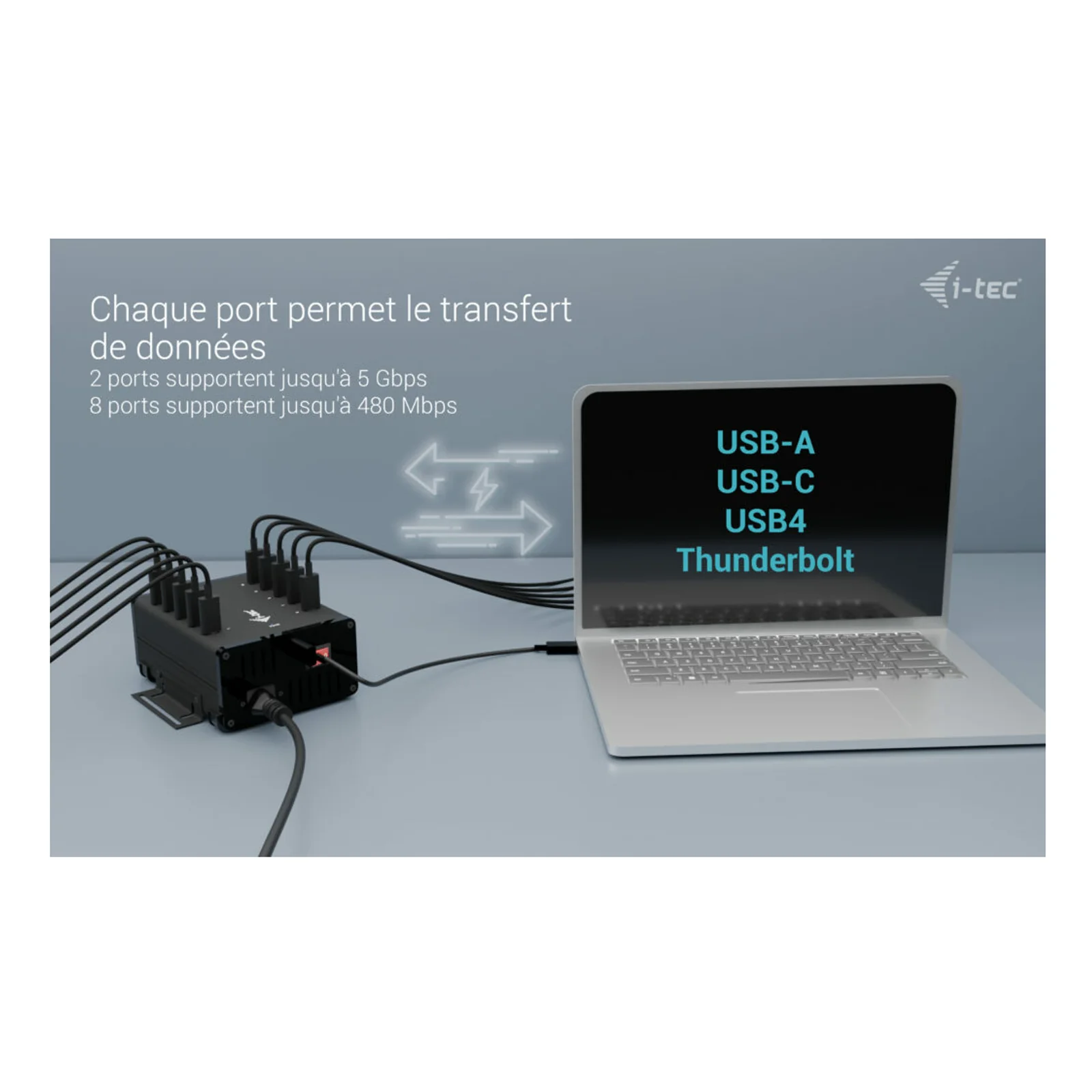 i-tec USB-C/USB-A Metal Charging + data HUB, 15W per port, 10x USB-C