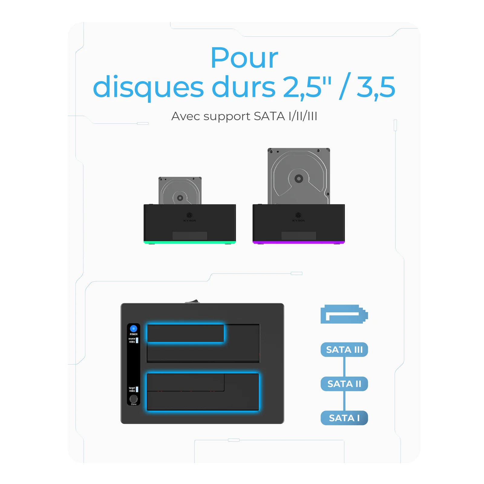 ICY BOX IB-127CL-U3 USB 3.2 Gen 1 (3.1 Gen 1) Type-B Noir