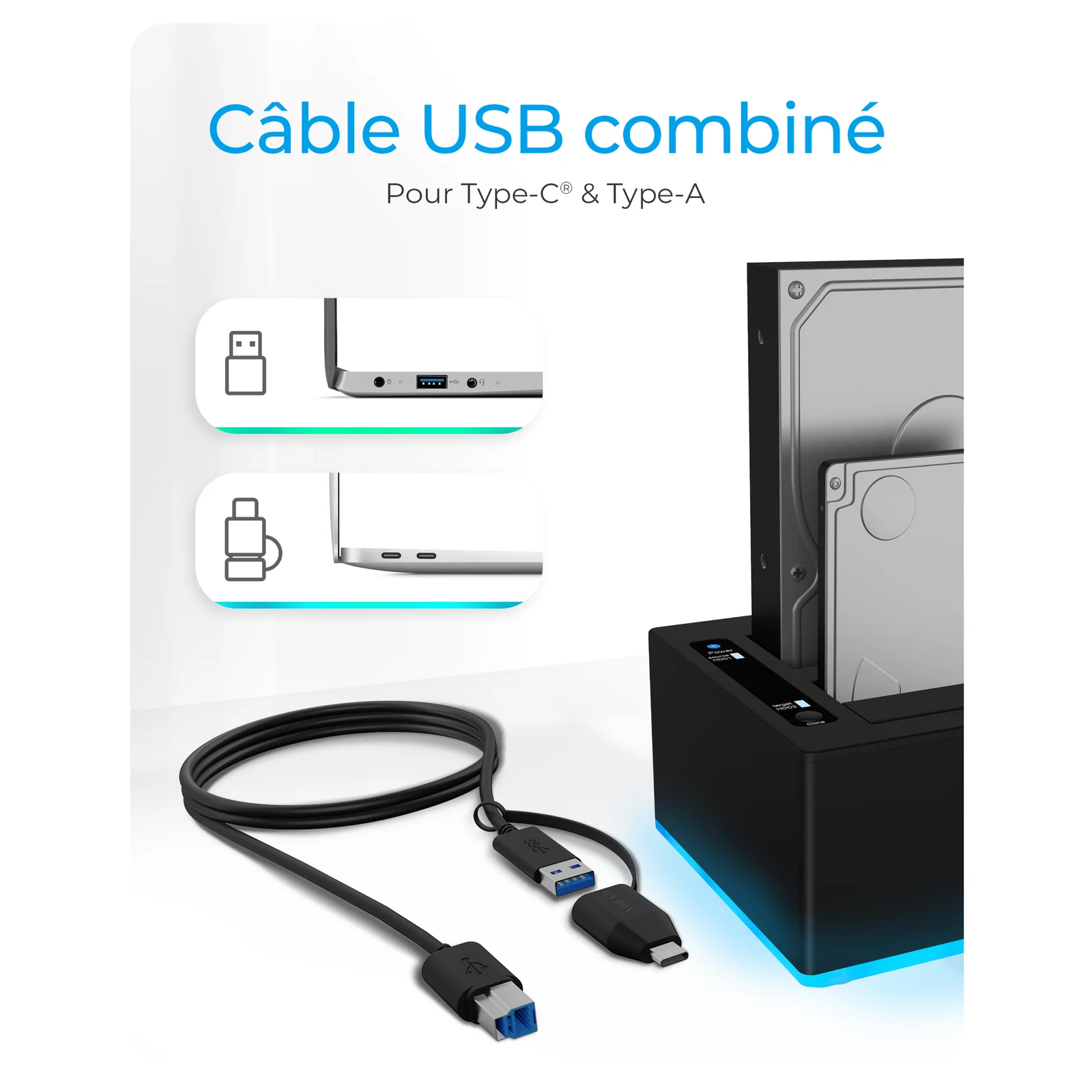 ICY BOX IB-127CL-U3 USB 3.2 Gen 1 (3.1 Gen 1) Type-B Noir
