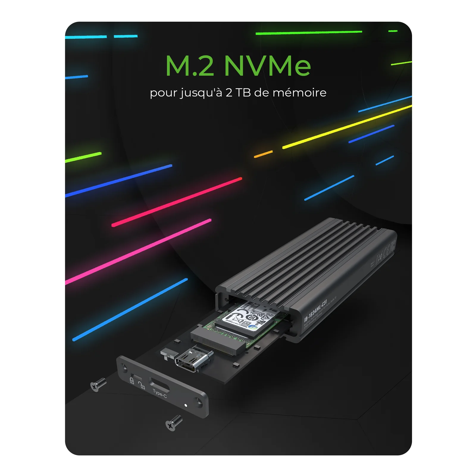ICY BOX IB-1824ML-C31 Enceinte ssd Noir M.2