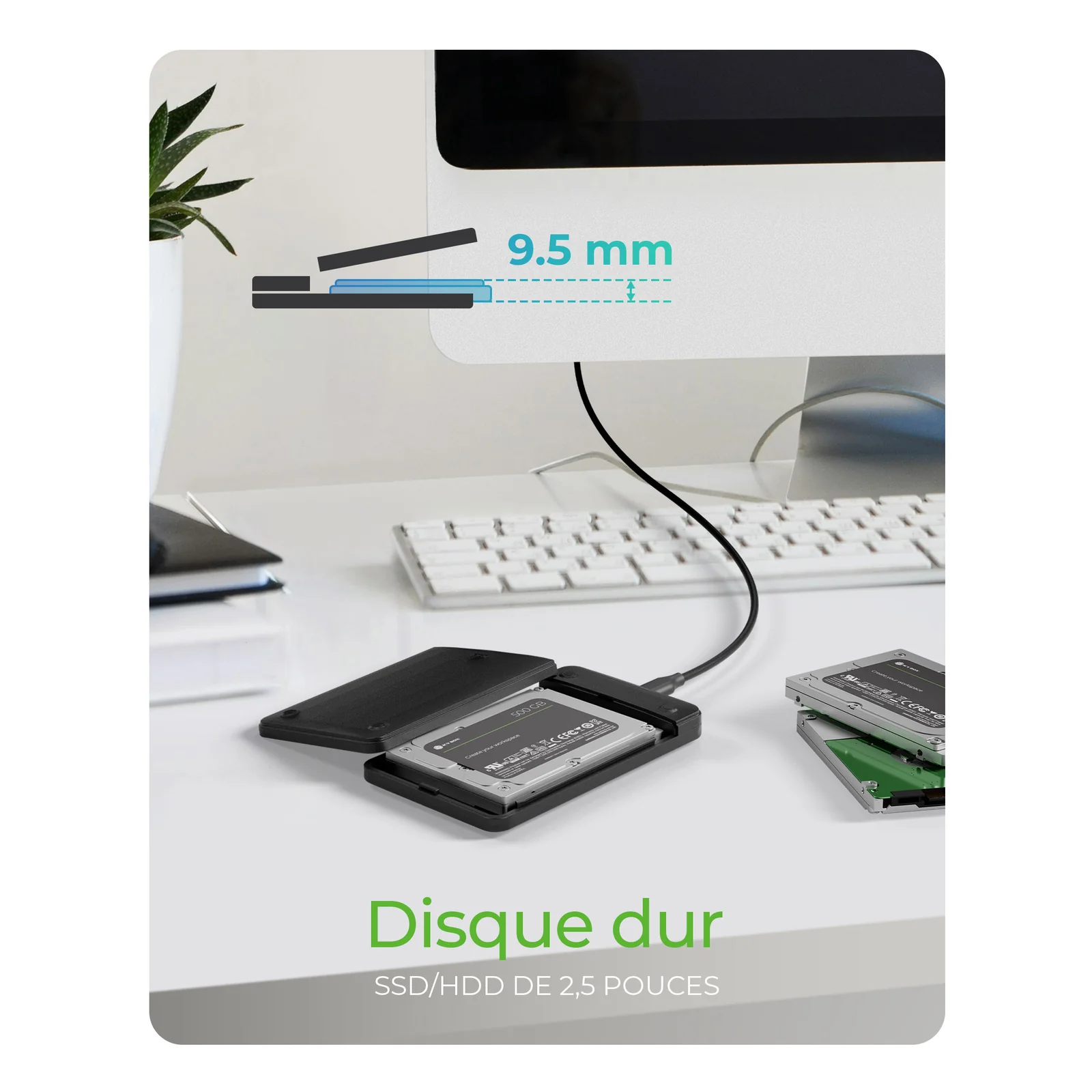 ICY BOX IB-201T-CU31 Enceinte ssd Noir 2.5"