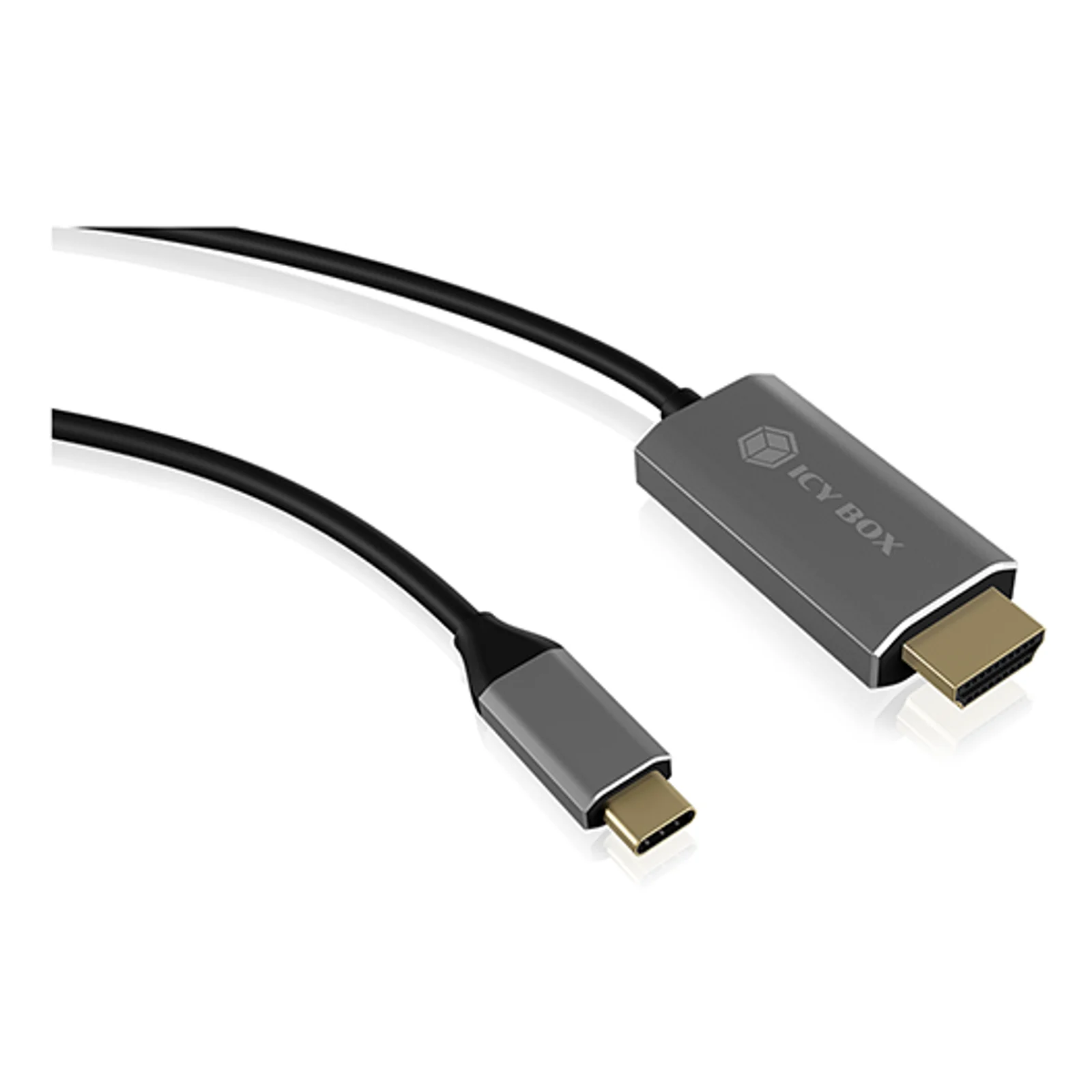 ICY BOX IB-CB020-C câble HDMI 1,8 m HDMI Type A (Standard) Noir, Argent