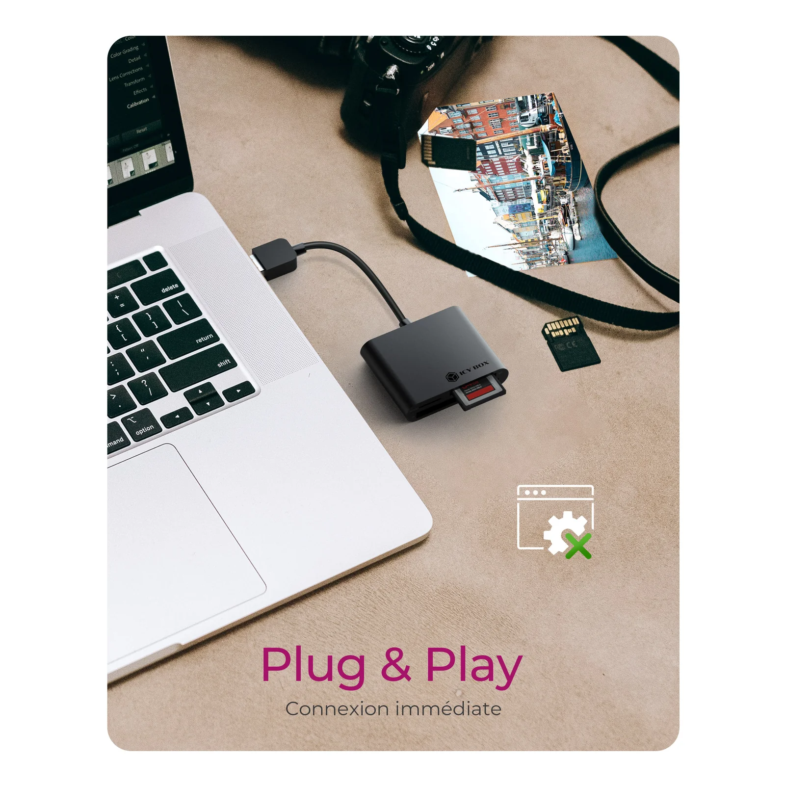 ICY BOX IB-CR301-U3 lecteur de carte mémoire USB 3.2 Gen 1 (3.1 Gen 1) Noir