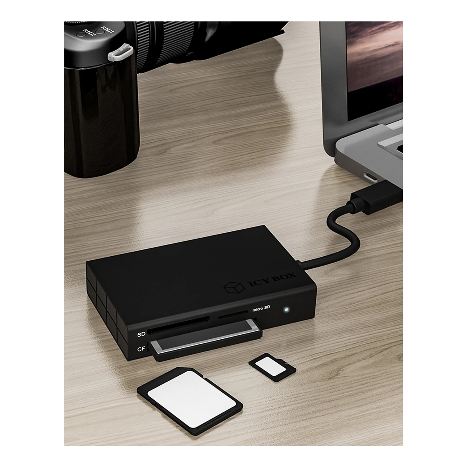 ICY BOX IB-CR401-C3 lecteur de carte mémoire USB 3.2 Gen 1 (3.1 Gen 1) Type-C Noir