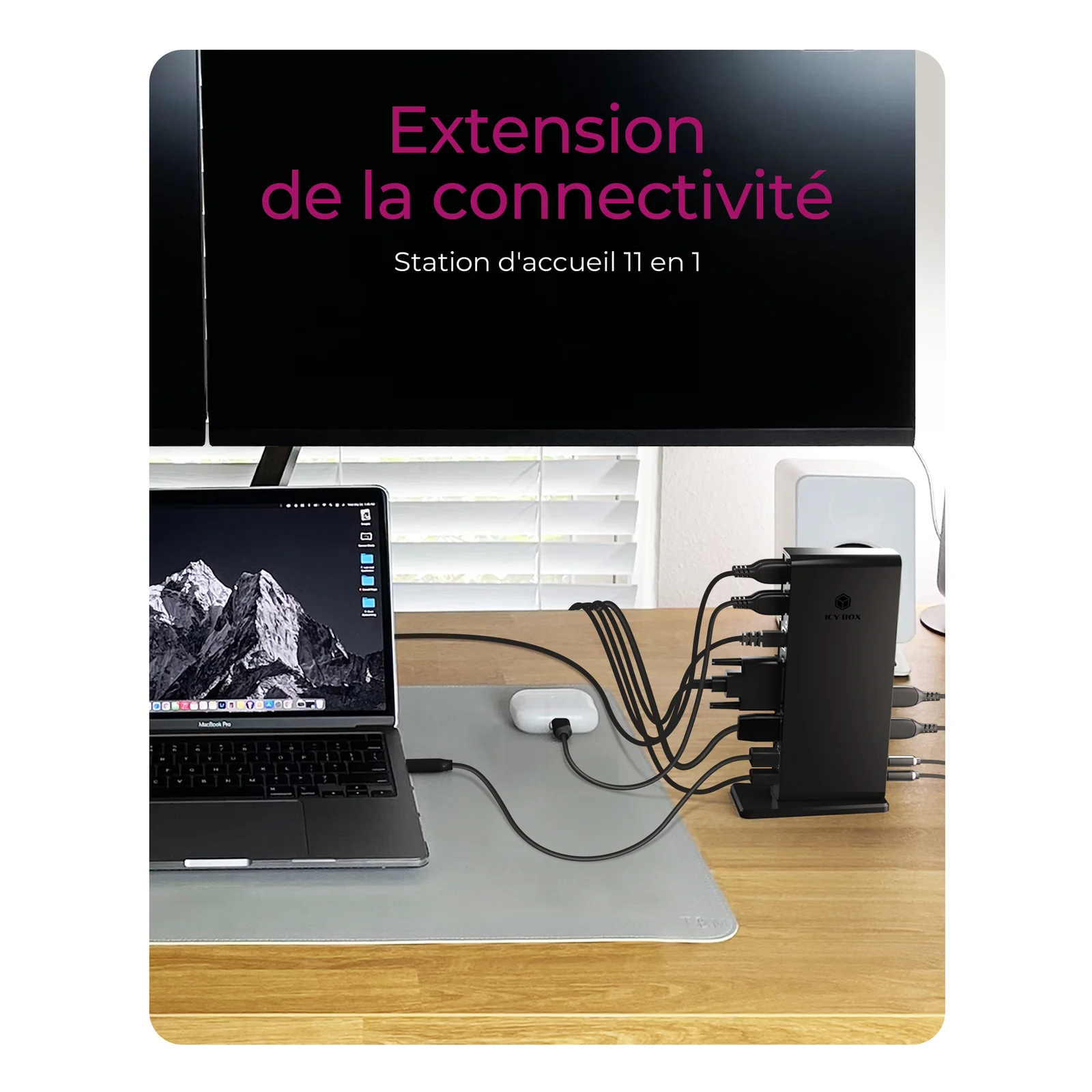 ICY BOX IB-DK2241AC Avec fil USB 3.2 Gen 1 (3.1 Gen 1) Type-A Noir