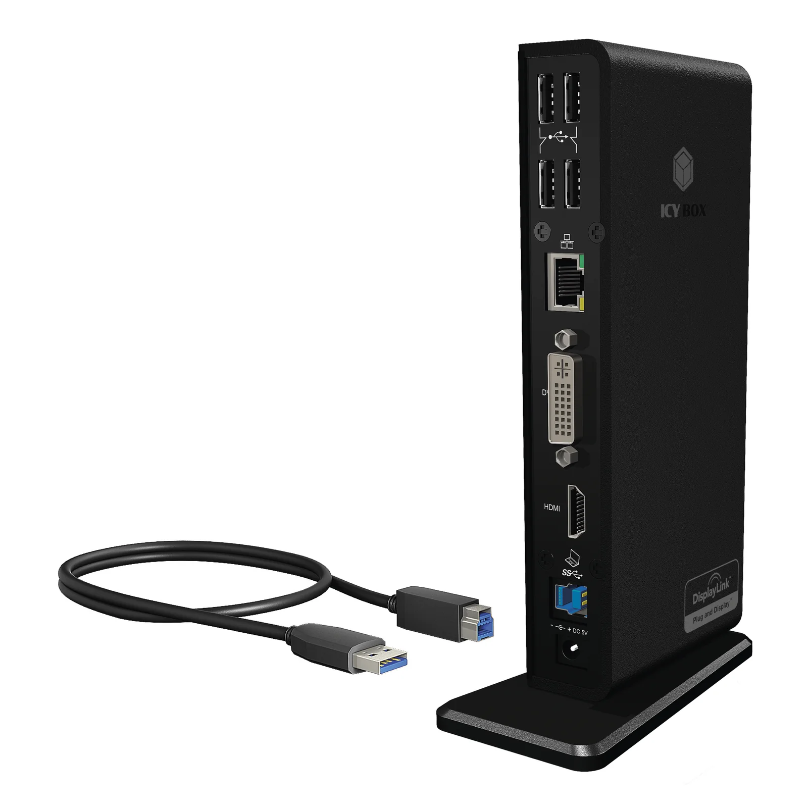 ICY BOX IB-DK2241AC Avec fil USB 3.2 Gen 1 (3.1 Gen 1) Type-A Noir