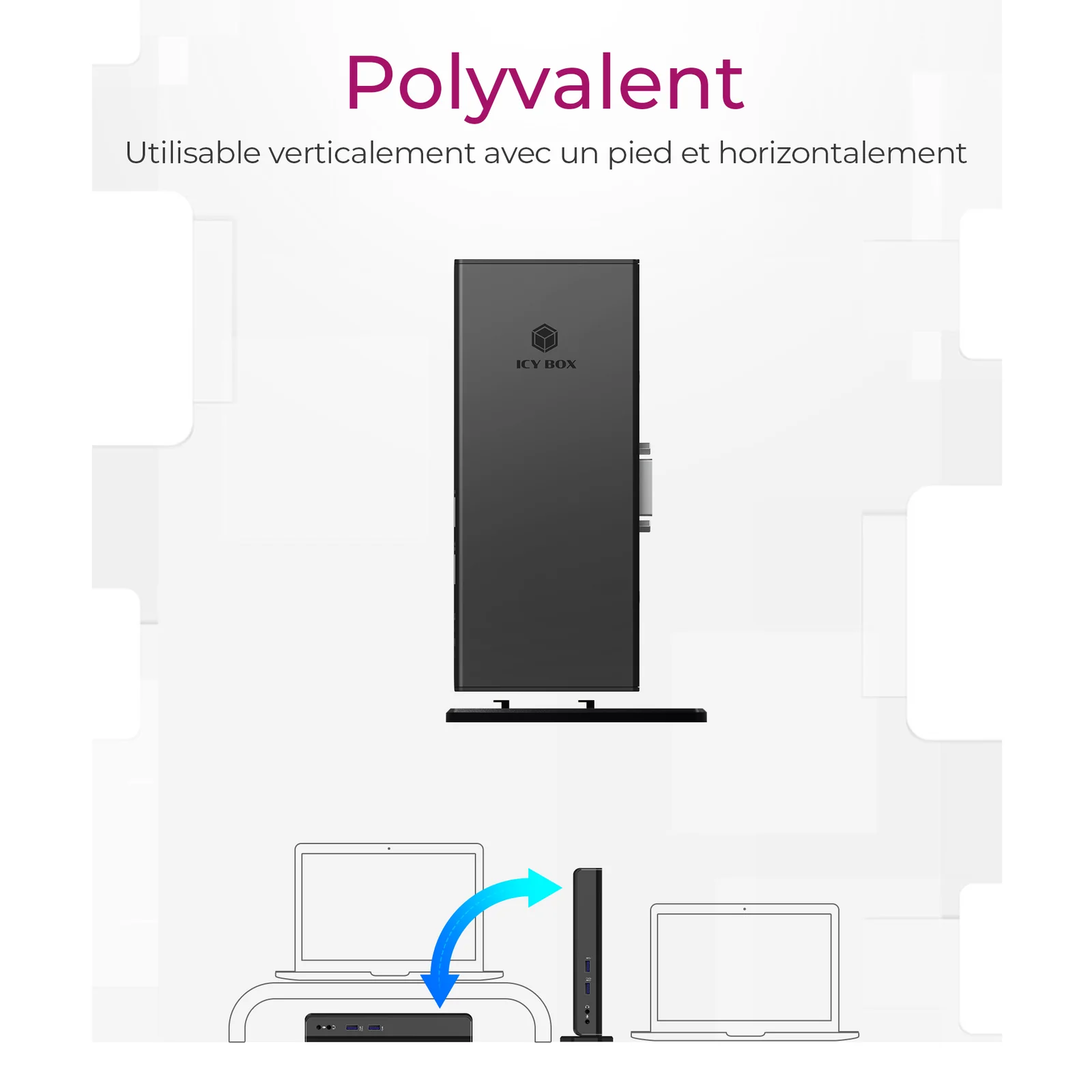 ICY BOX IB-DK2241AC Avec fil USB 3.2 Gen 1 (3.1 Gen 1) Type-A Noir