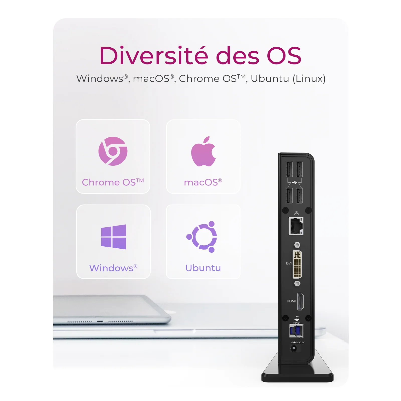 ICY BOX IB-DK2241AC Avec fil USB 3.2 Gen 1 (3.1 Gen 1) Type-A Noir