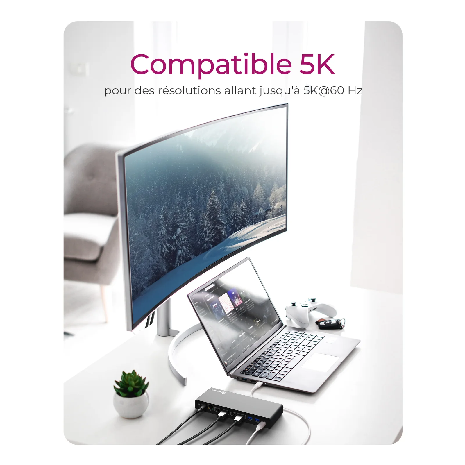 ICY BOX IB-DK2245AC Avec fil USB 3.2 Gen 1 (3.1 Gen 1) Type-C Noir