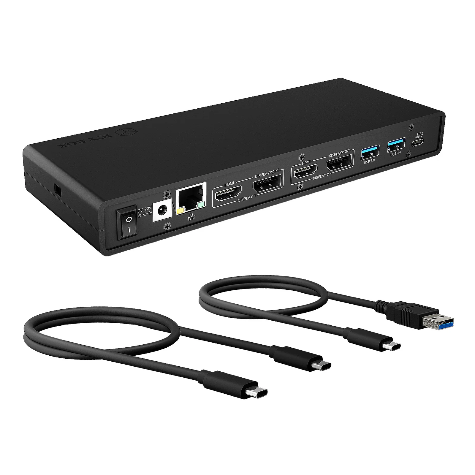 ICY BOX IB-DK2245AC Avec fil USB 3.2 Gen 1 (3.1 Gen 1) Type-C Noir