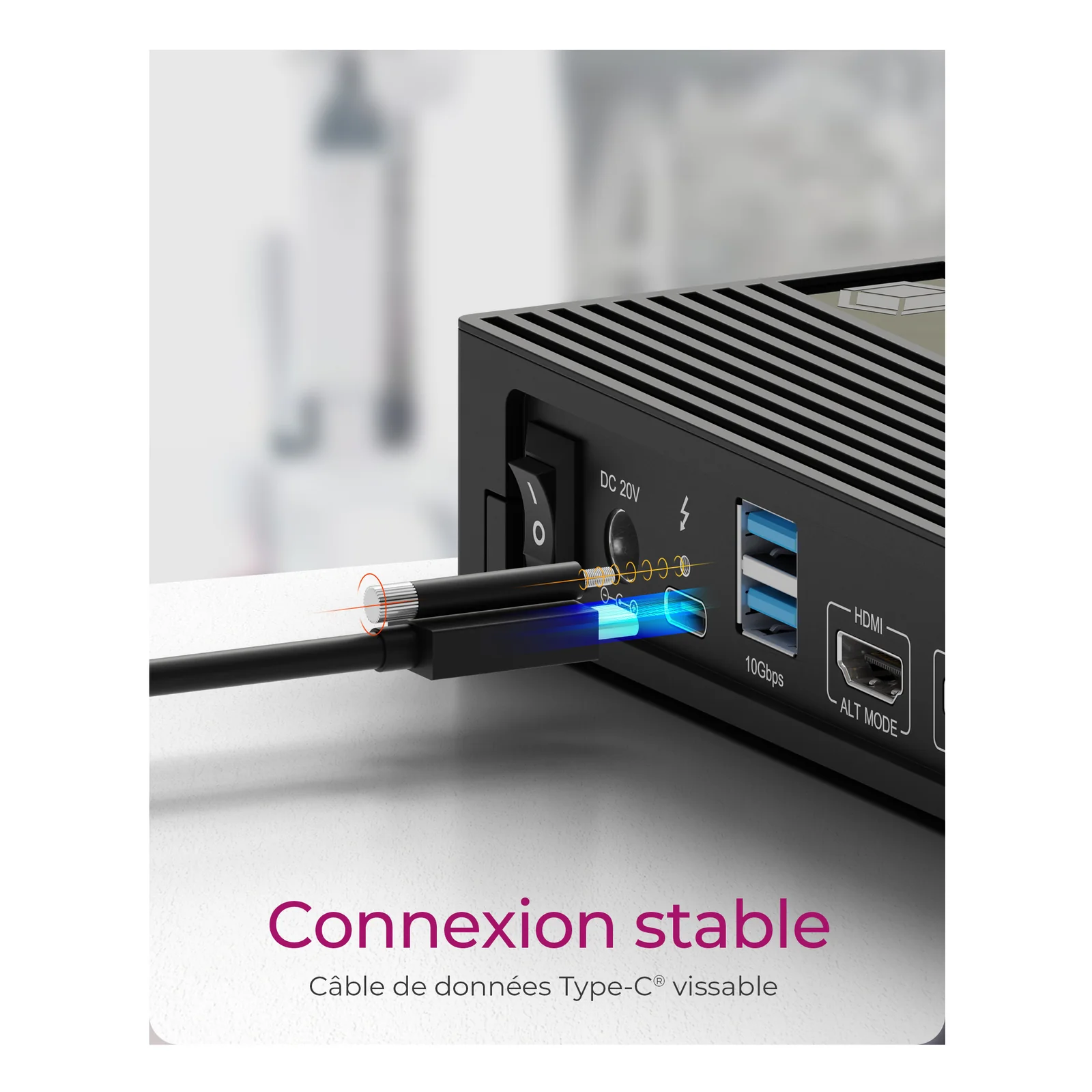 ICY BOX IB-DK2246AC Avec fil USB 3.2 Gen 2 (3.1 Gen 2) Type-A Noir