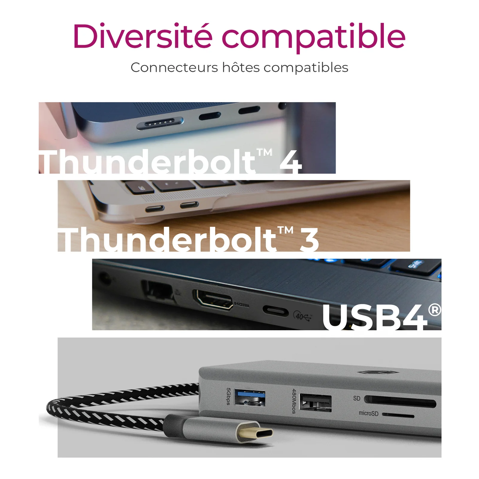 ICY BOX IB-DK4012-CPD Avec fil USB 3.2 Gen 1 (3.1 Gen 1) Type-C Anthracite, Noir