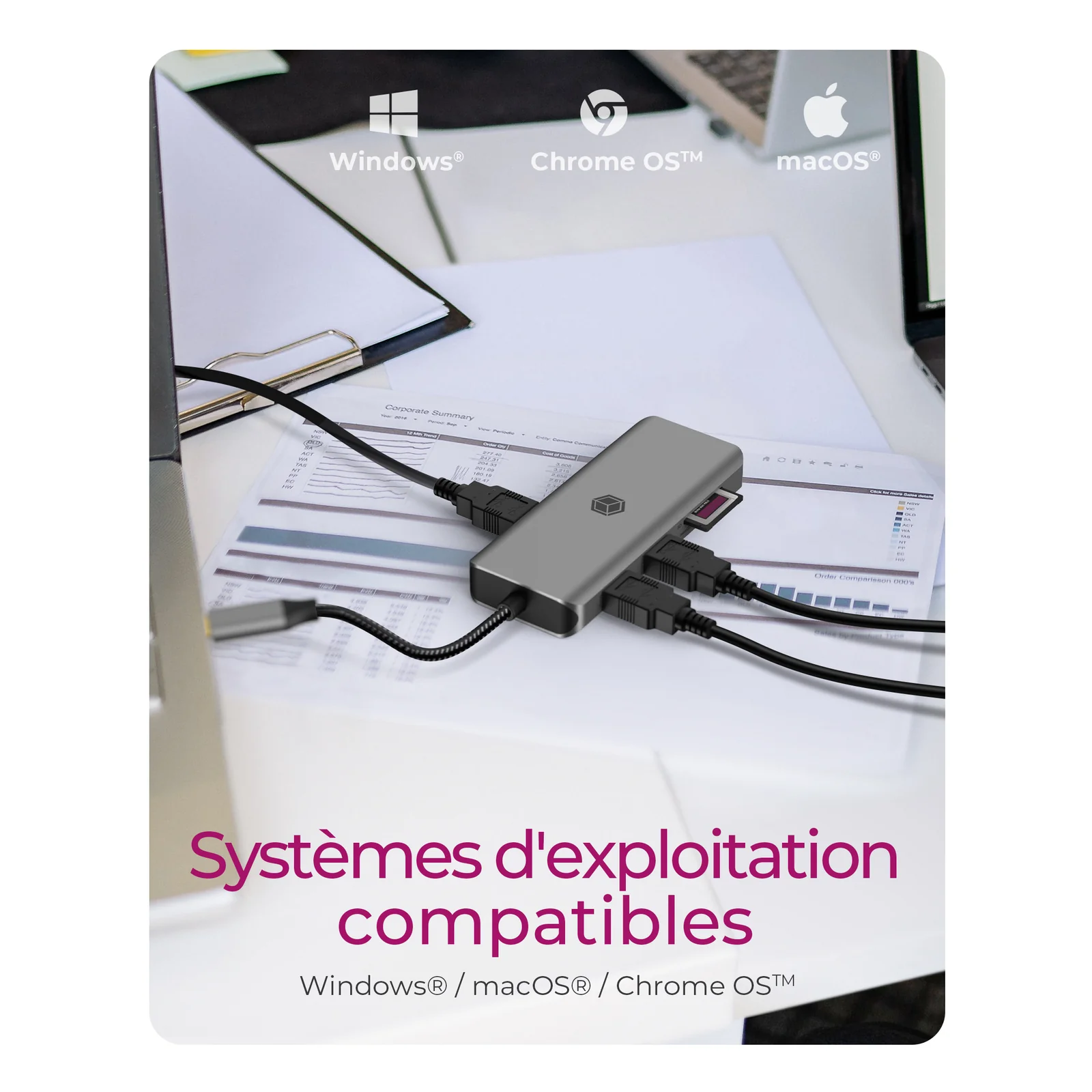 ICY BOX IB-DK4012-CPD Avec fil USB 3.2 Gen 1 (3.1 Gen 1) Type-C Anthracite, Noir