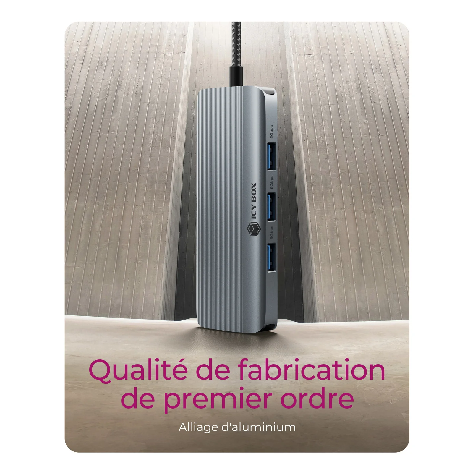 ICY BOX IB-DK4034a-CPD Avec fil USB 3.2 Gen 1 (3.1 Gen 1) Type-C Aluminium, Argent