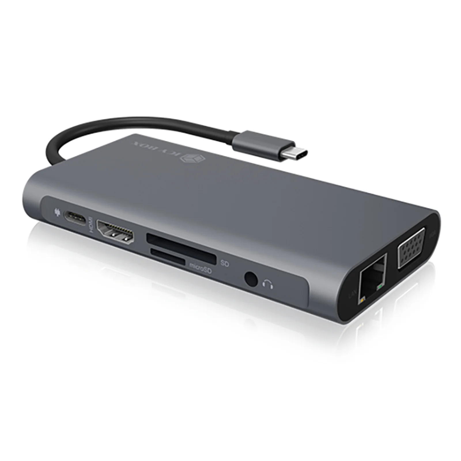 ICY BOX IB-DK4040-CPD Avec fil USB 3.2 Gen 1 (3.1 Gen 1) Type-C Anthracite, Noir