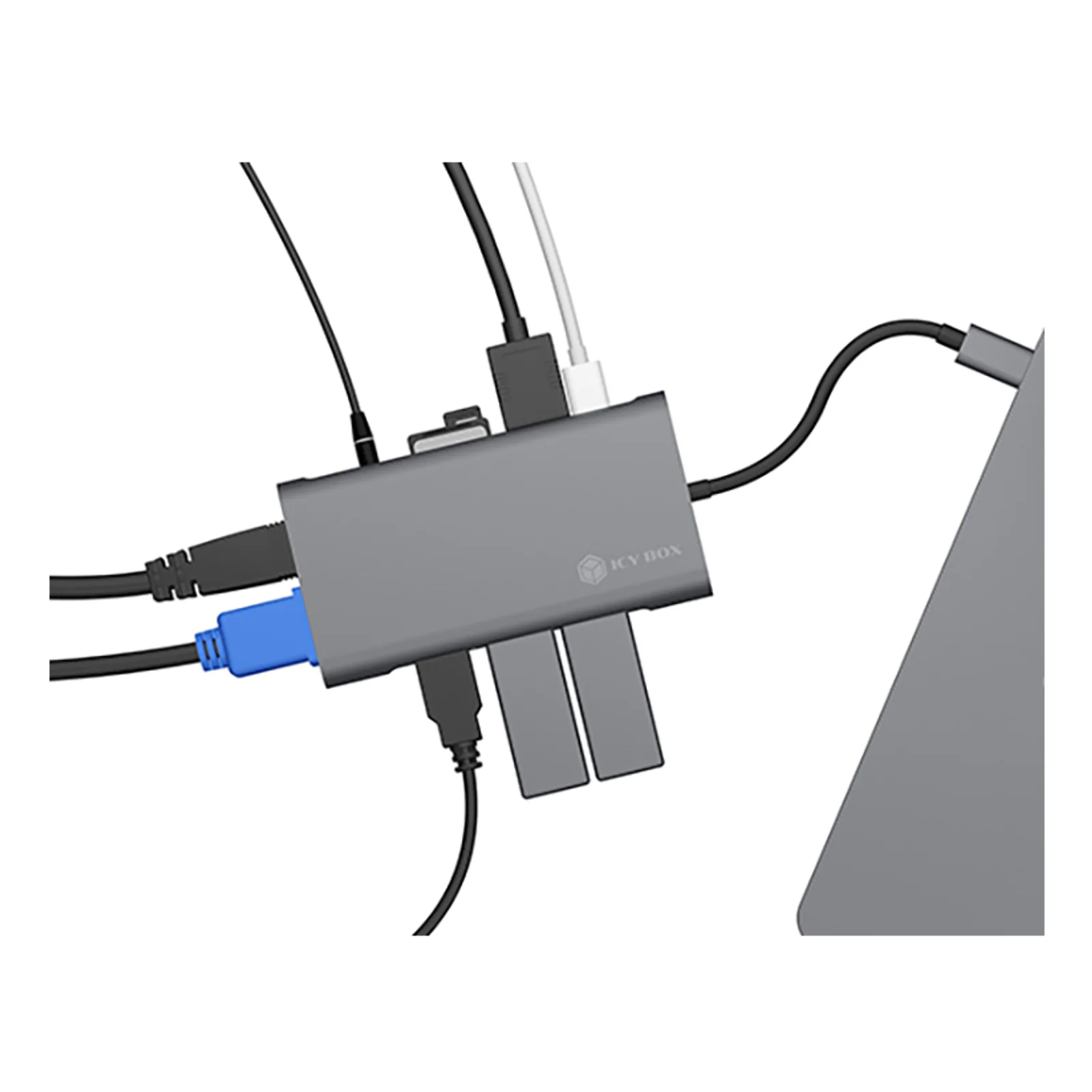 ICY BOX IB-DK4040-CPD Avec fil USB 3.2 Gen 1 (3.1 Gen 1) Type-C Anthracite, Noir