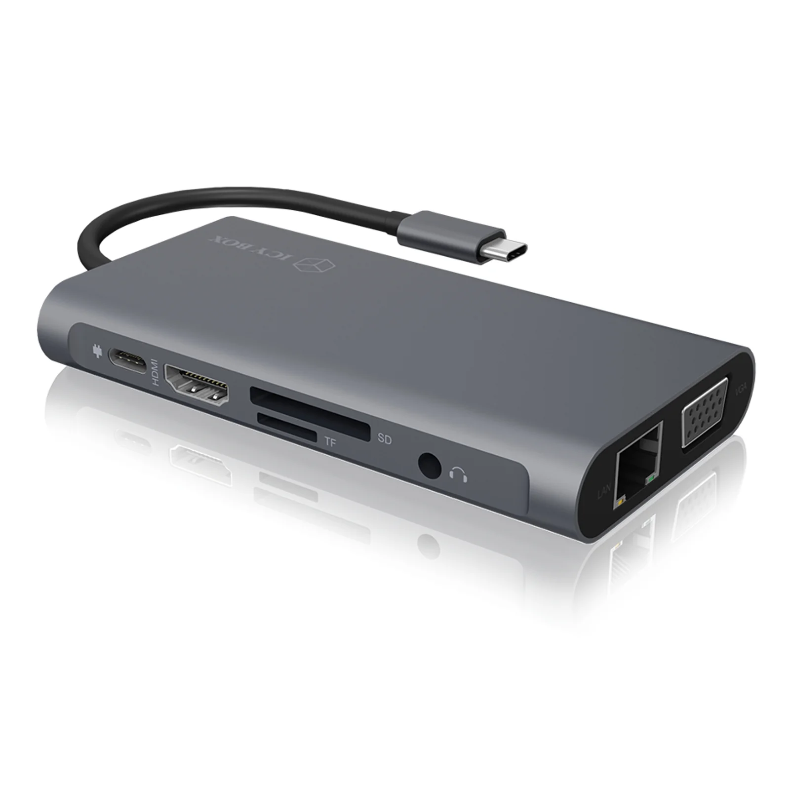 ICY BOX IB-DK4040-CPD Avec fil USB 3.2 Gen 1 (3.1 Gen 1) Type-C Anthracite, Noir