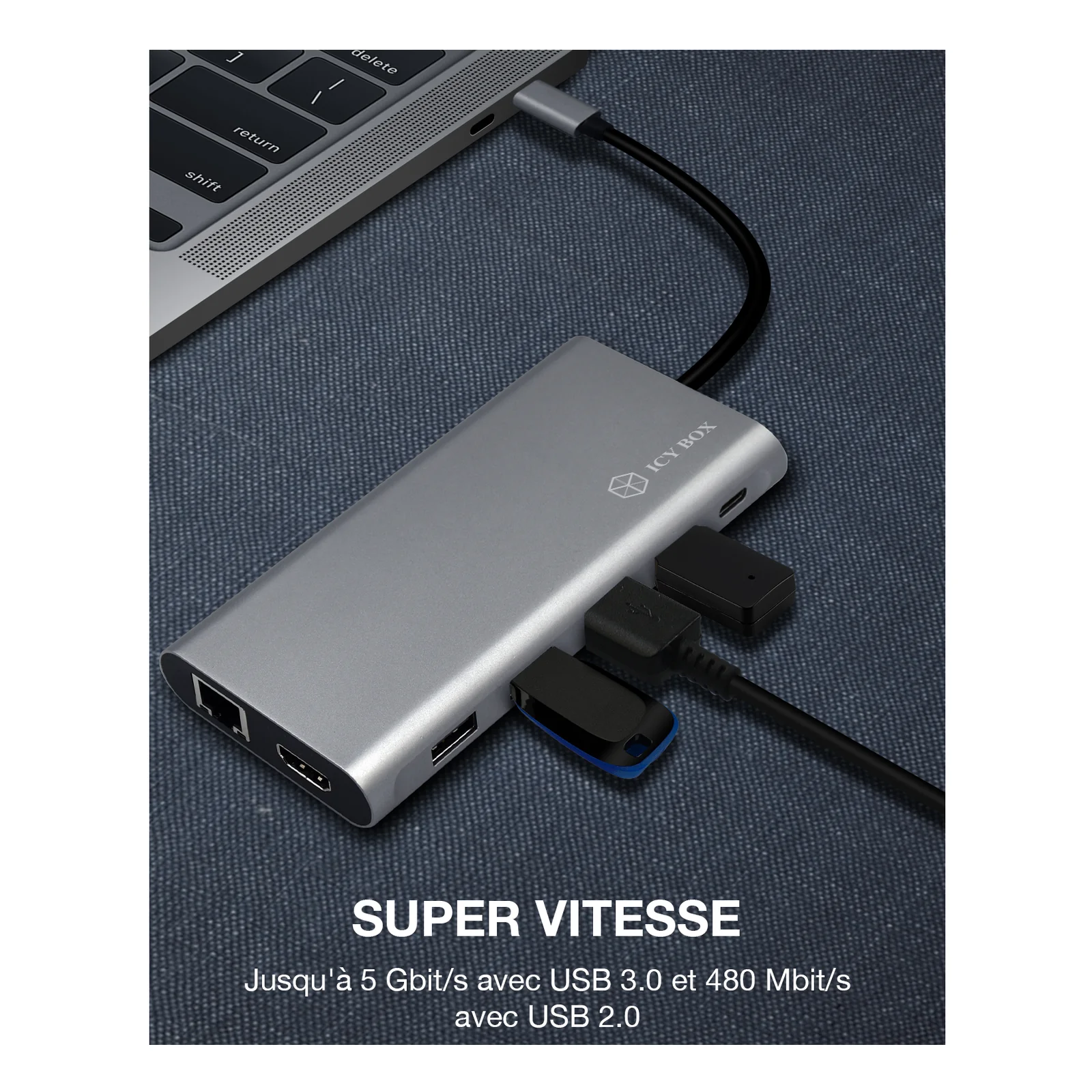 ICY BOX IB-DK4050-CPD Avec fil USB 3.2 Gen 1 (3.1 Gen 1) Type-C Anthracite