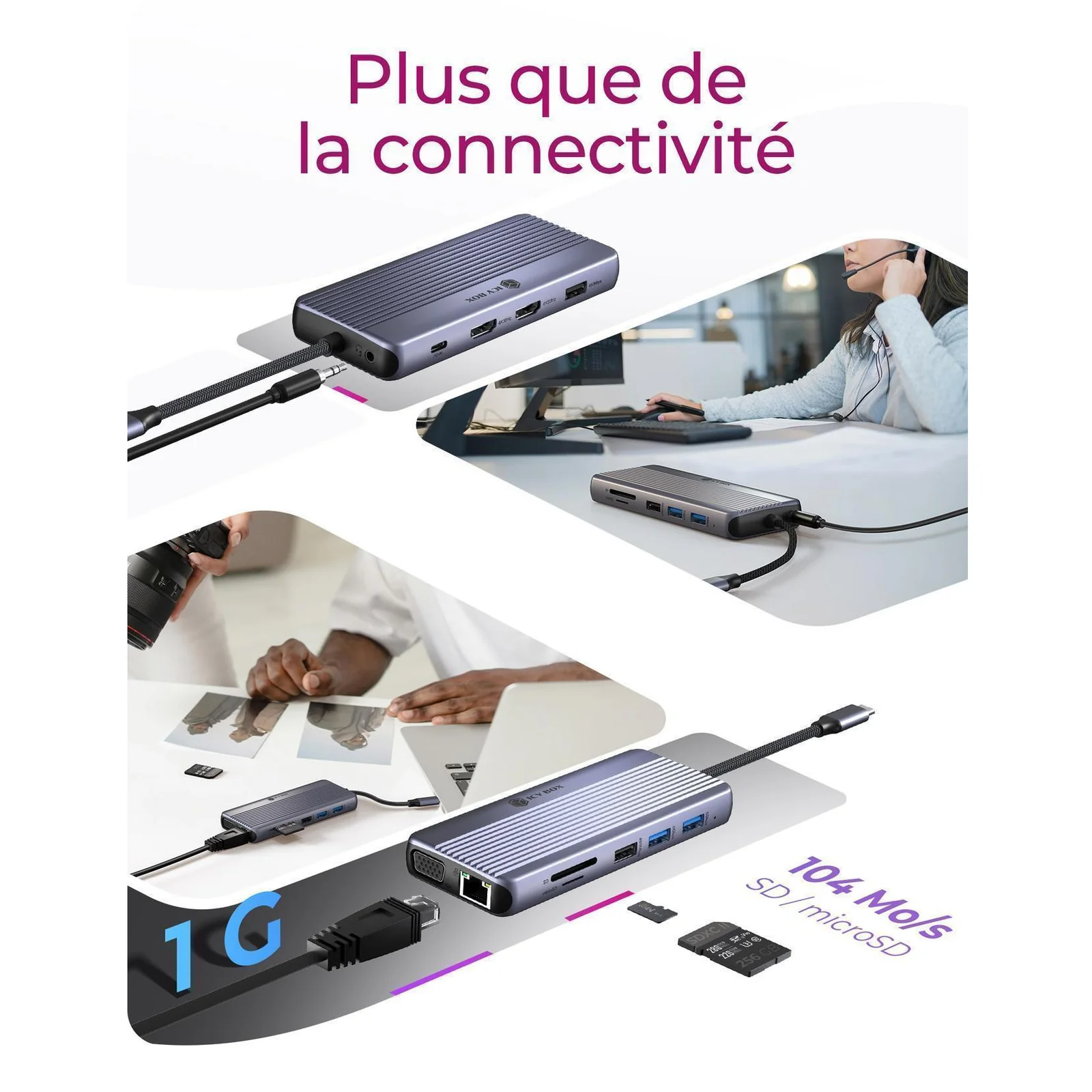 ICY BOX IB-DK4062-CPD Avec fil USB 3.2 Gen 1 (3.1 Gen 1) Type-C Anthracite