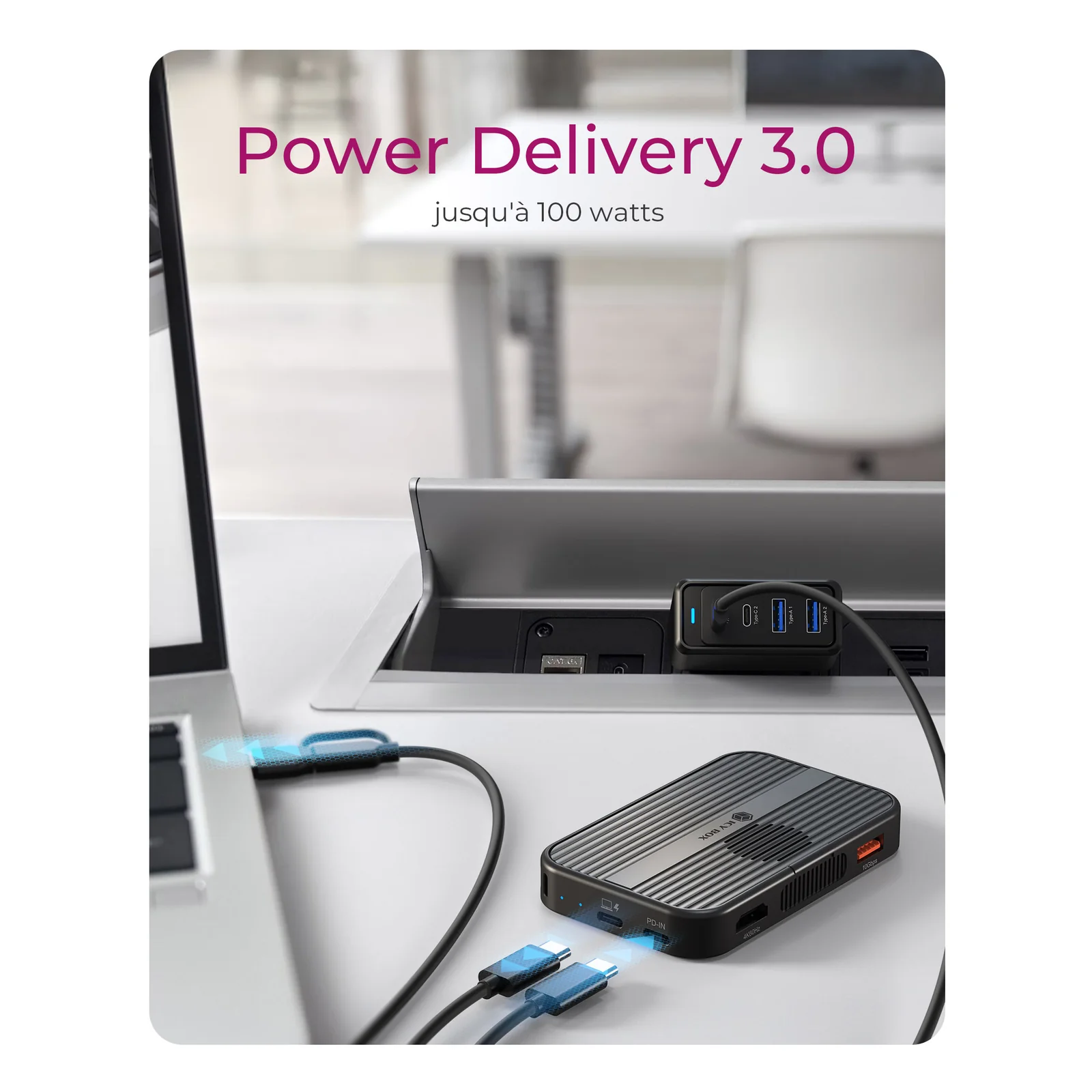 ICY BOX IB-DK4071M-CU31 USB 3.2 Gen 2 (3.1 Gen 1) Type-C Noir