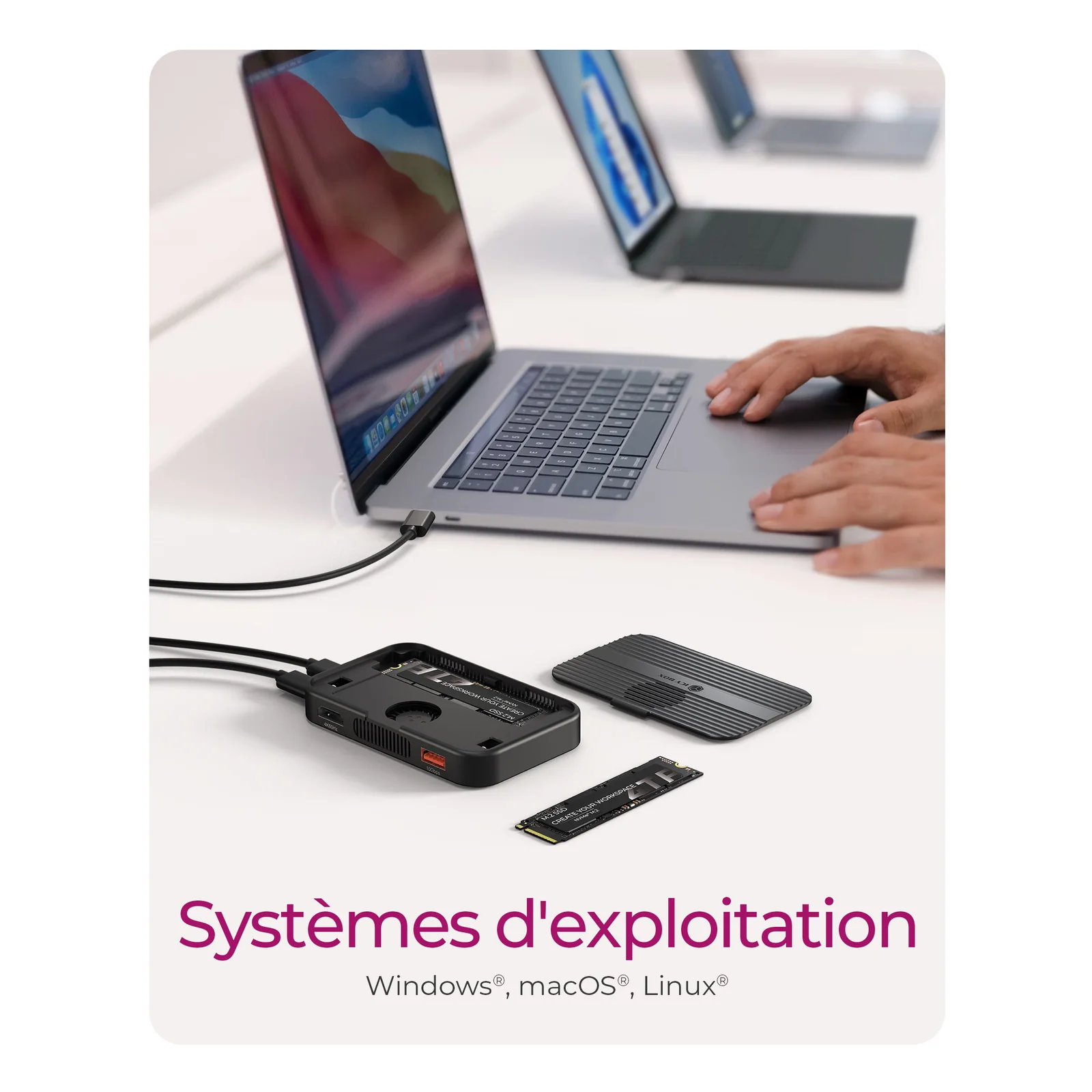ICY BOX IB-DK4071M-CU31 USB 3.2 Gen 2 (3.1 Gen 1) Type-C Noir