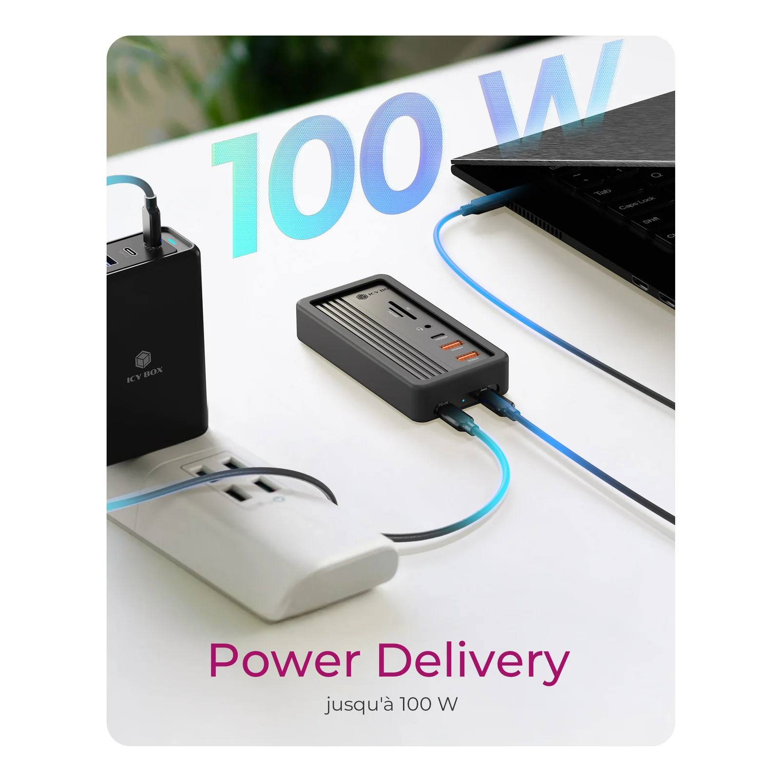 ICY BOX IB-DK4072M-CU31 USB 3.2 Gen 2 (3.1 Gen 1) Type-C Noir