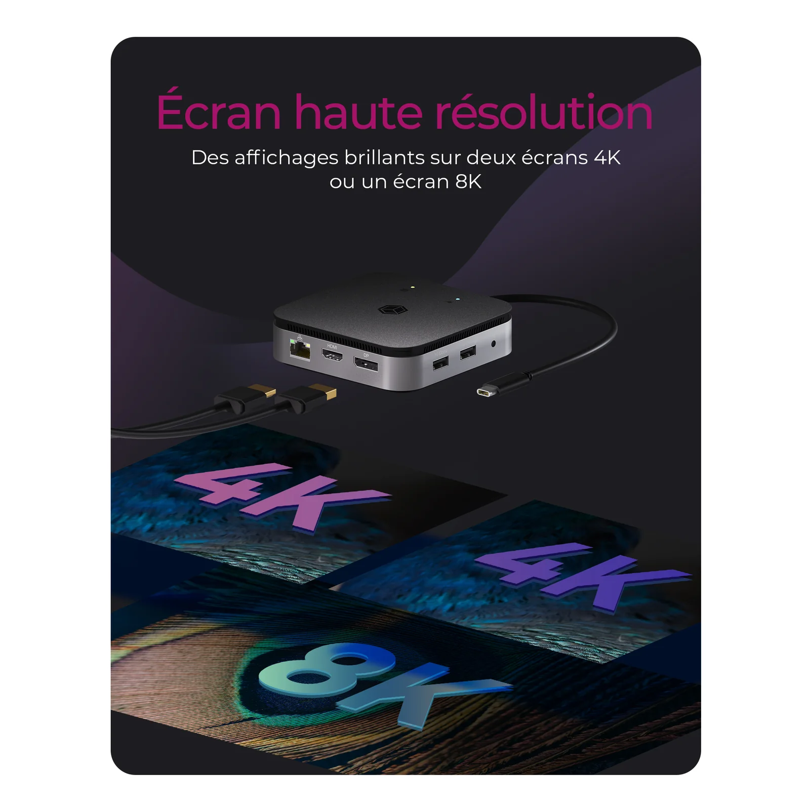 ICY BOX IB-DK408-C41 Avec fil USB4 Anthracite