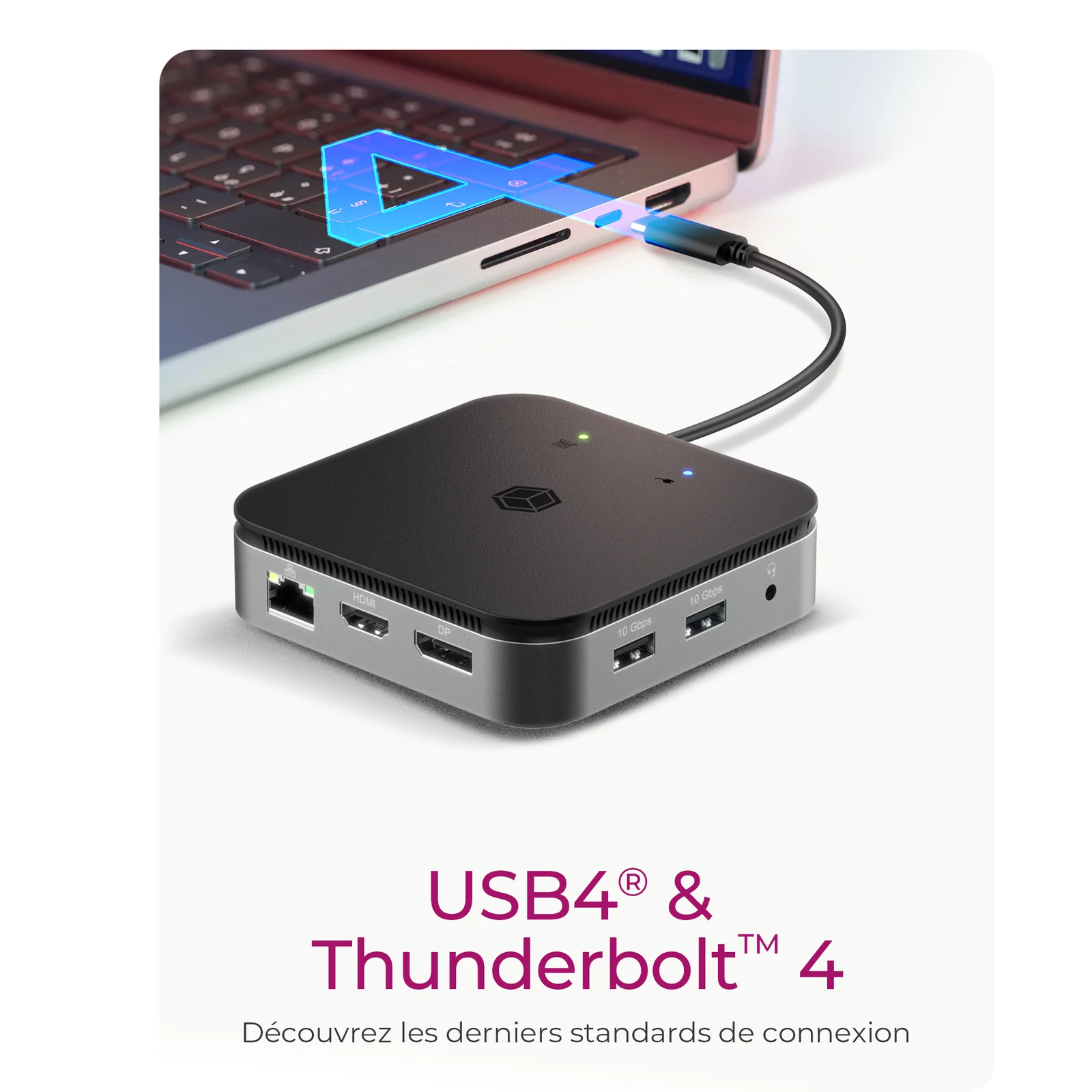 ICY BOX IB-DK408-C41 Avec fil USB4 Anthracite