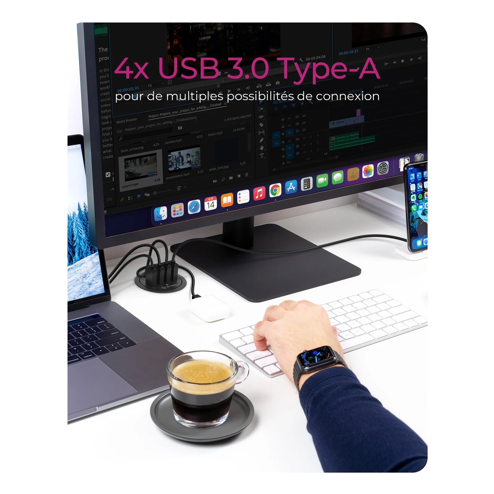 ICY BOX IB-HUB1403 USB 3.2 Gen 1 (3.1 Gen 1) Type-A 5000 Mbit/s Noir