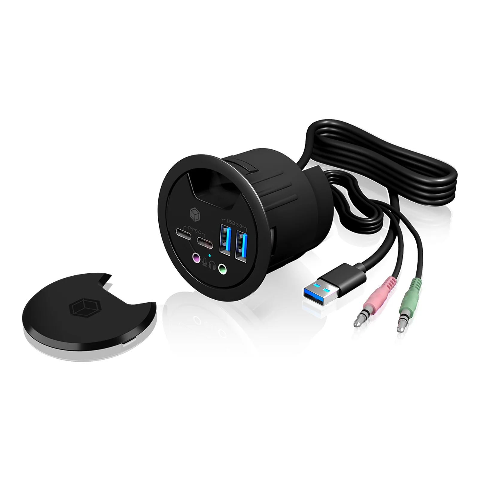 ICY BOX IB-HUB1403B prise de courant Anthracite