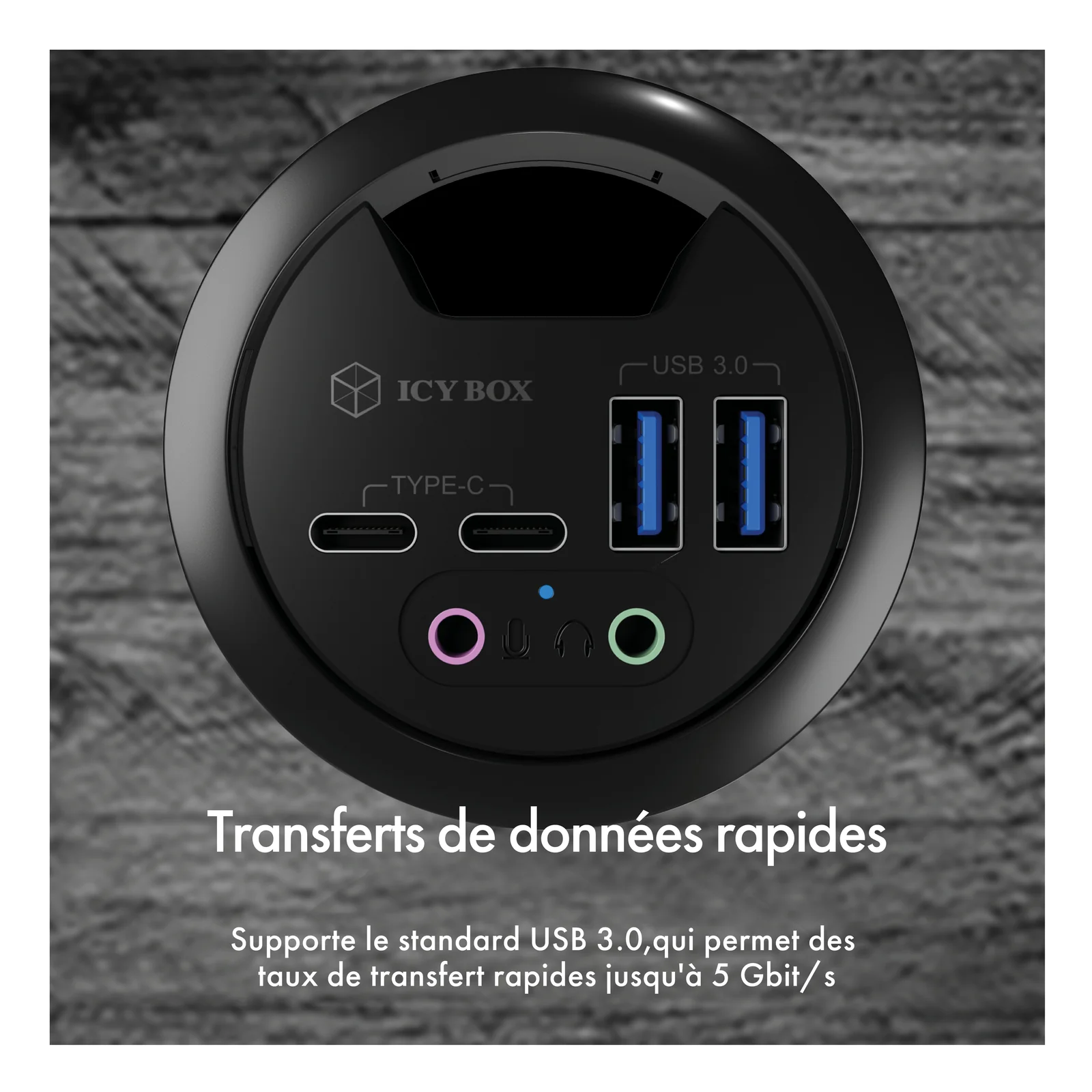 ICY BOX IB-HUB1403B prise de courant Anthracite