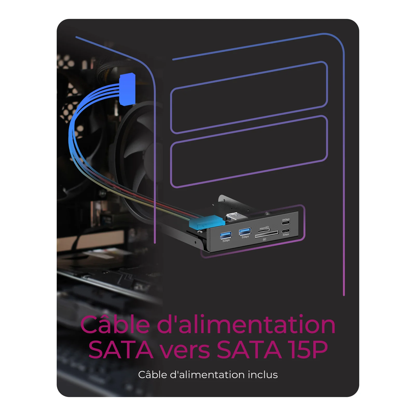 ICY BOX IB-HUB1419-i3 8,89 cm (3.5") Noir