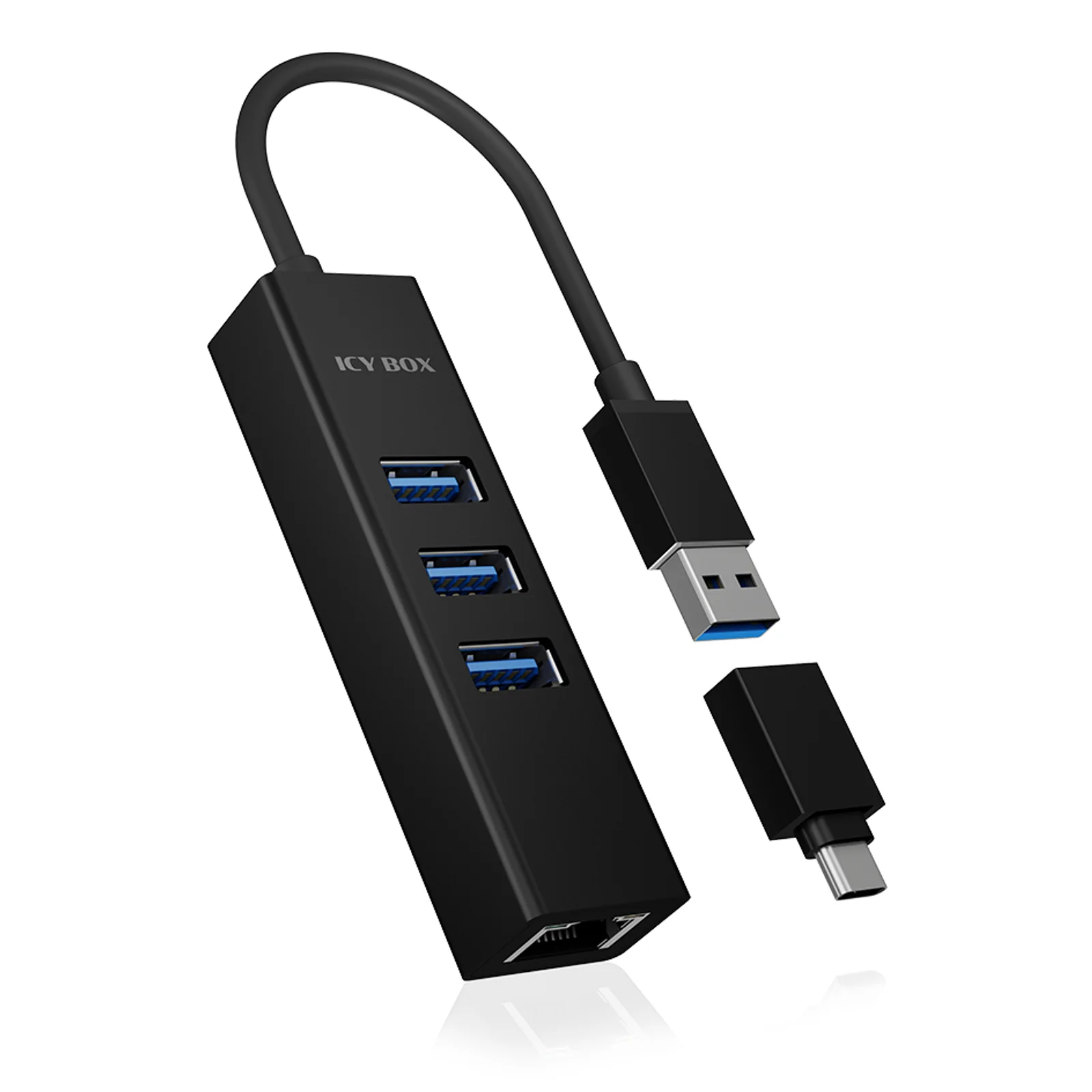 IB-HUB1419-LAN USB 3.2 Gen 1 (3.1 Gen 1) Type-A Noir