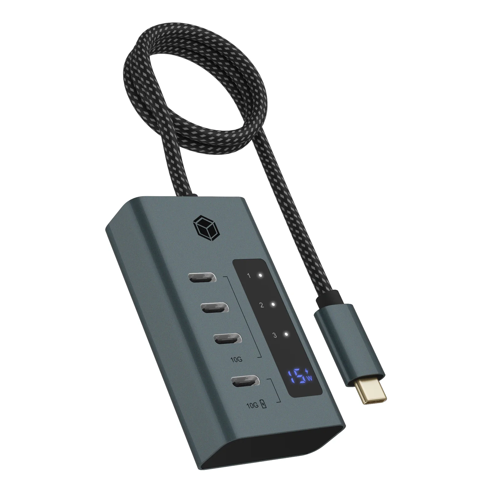 ICY BOX IB-HUB1454-C31 USB 3.2 Gen 1 (3.1 Gen 1) Type-C 10000 Mbit/s Bleu, Gris