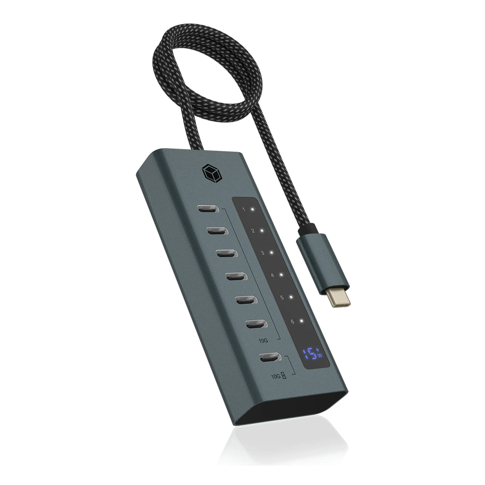 IB-HUB1457-C31 USB 3.2 Gen 1 (3.1 Gen 1) Type-C 10000 Mbit/s Bleu, Gris