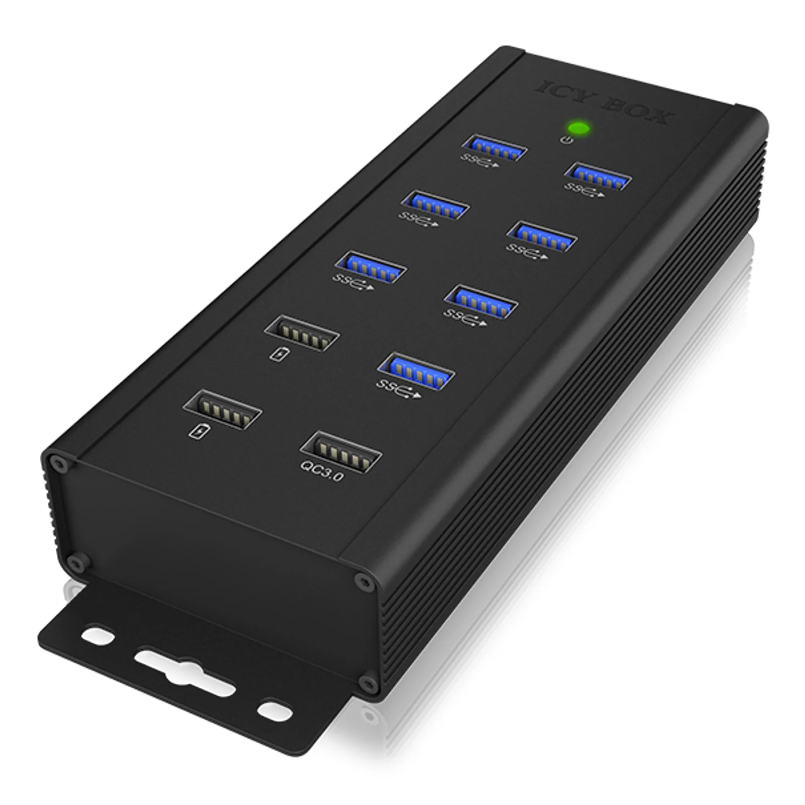 ICY BOX IB-HUB1703-QC3 USB 3.2 Gen 1 (3.1 Gen 1) Type-B 5000 Mbit/s Noir