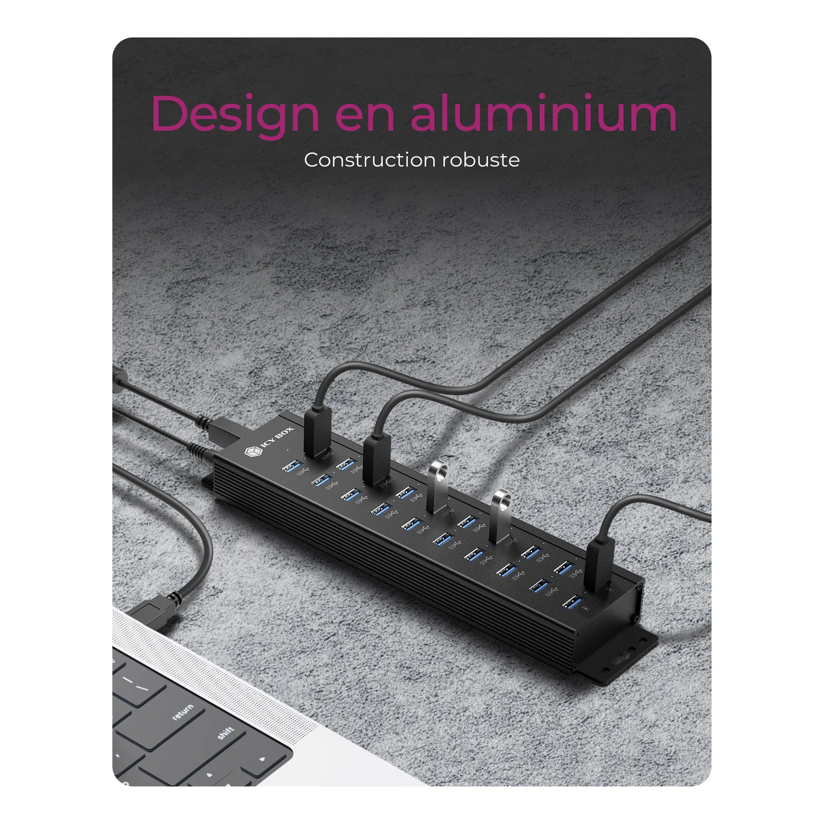 ICY BOX IB-HUB1720-U3 Noir