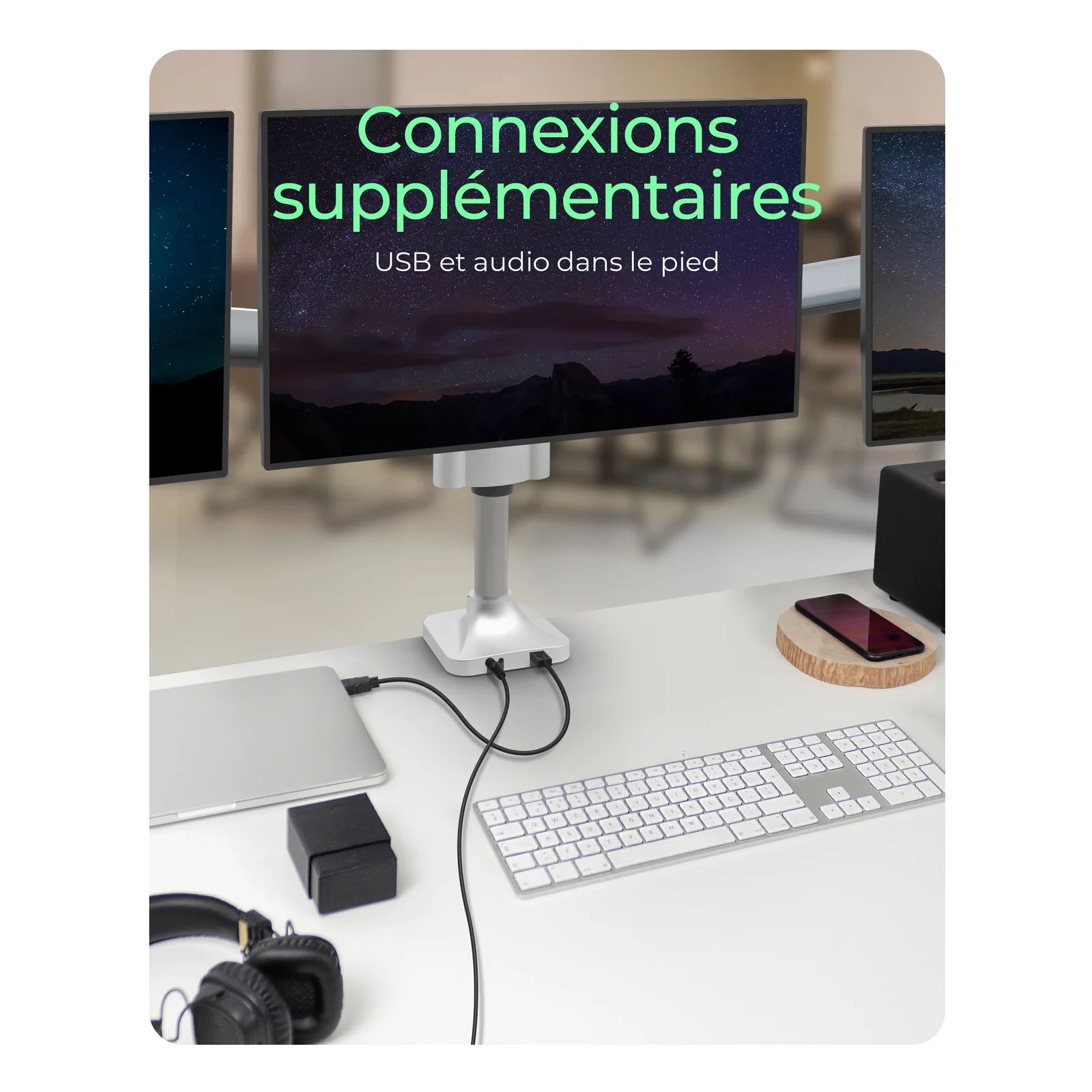 ICY BOX IB-MS505-TI 81,3 cm (32") Bureau Noir, Argent