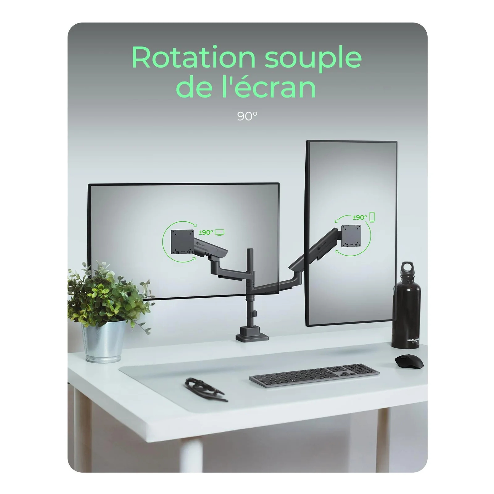 ICY BOX IB-MS702-T support d'écran plat pour bureau 144,8 cm (57") Noir