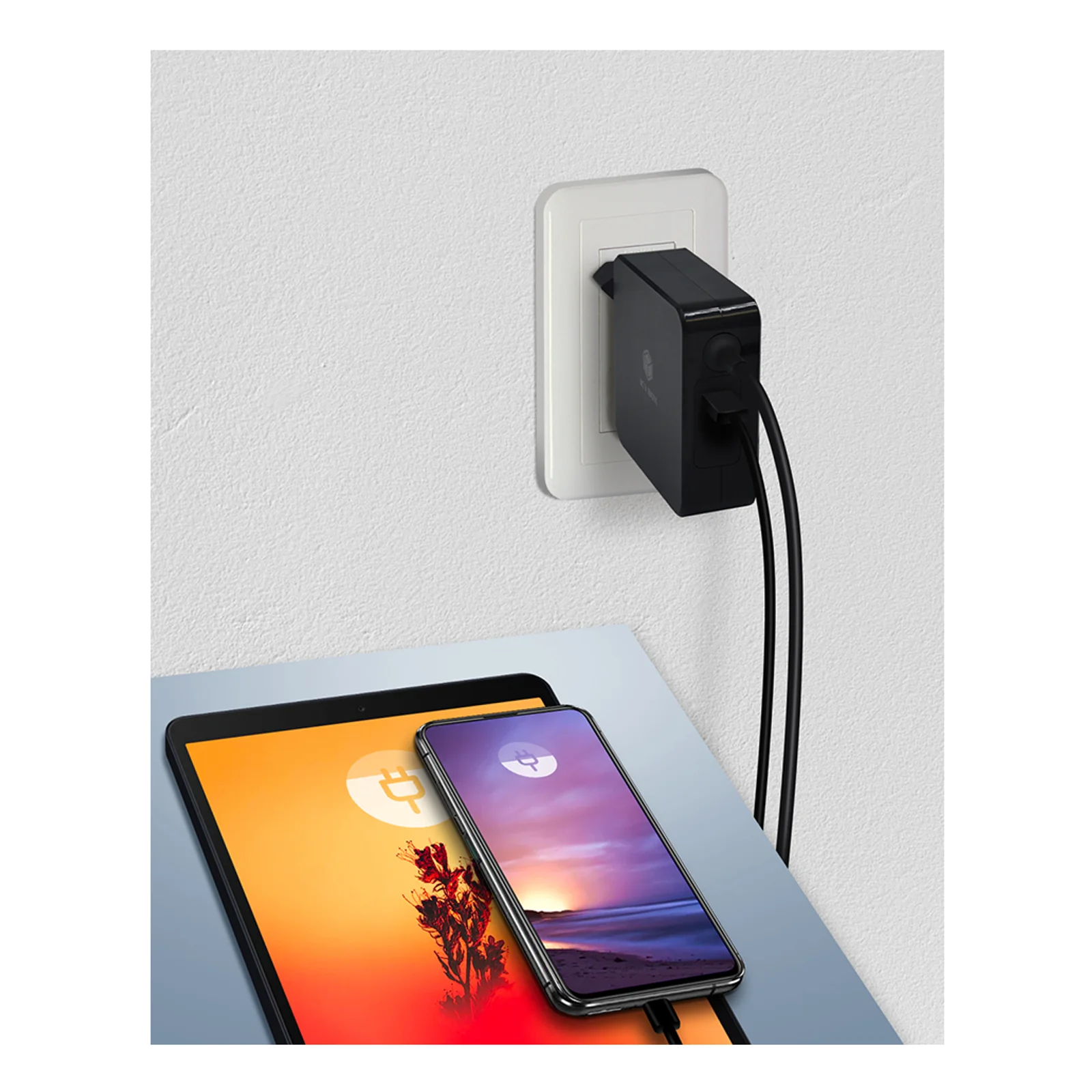 ICY BOX IB-PS101-PD Ordinateur portable, Smartphone, Tablette Noir Secteur Intérieure
