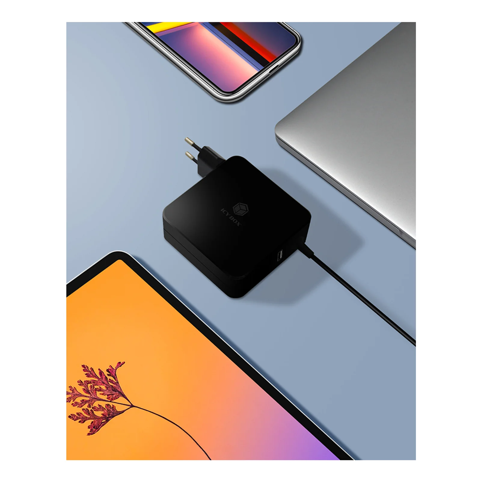 ICY BOX IB-PS101-PD Ordinateur portable, Smartphone, Tablette Noir Secteur Intérieure
