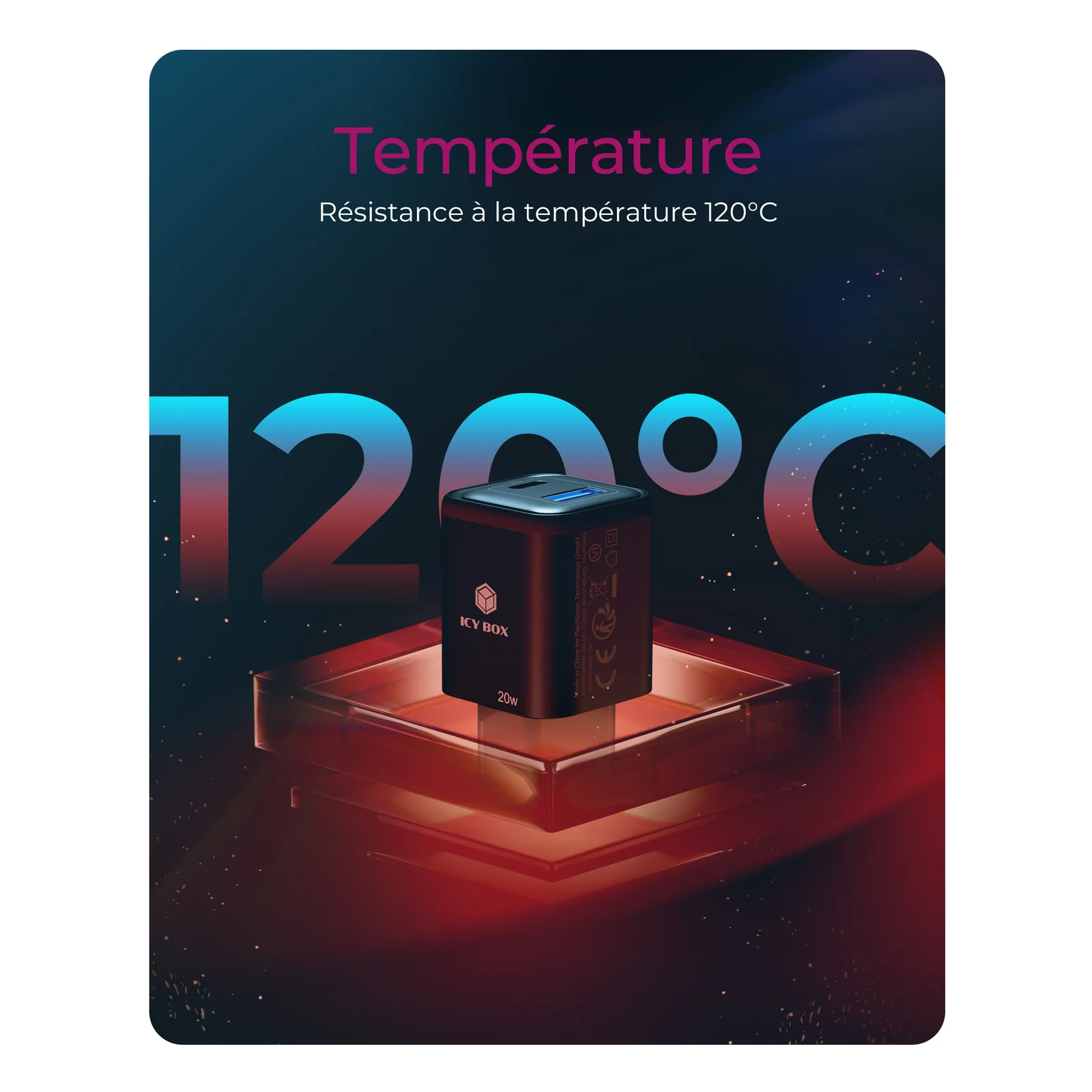 ICY BOX IB-PS1020-PD Universel Noir Secteur Charge rapide Intérieure
