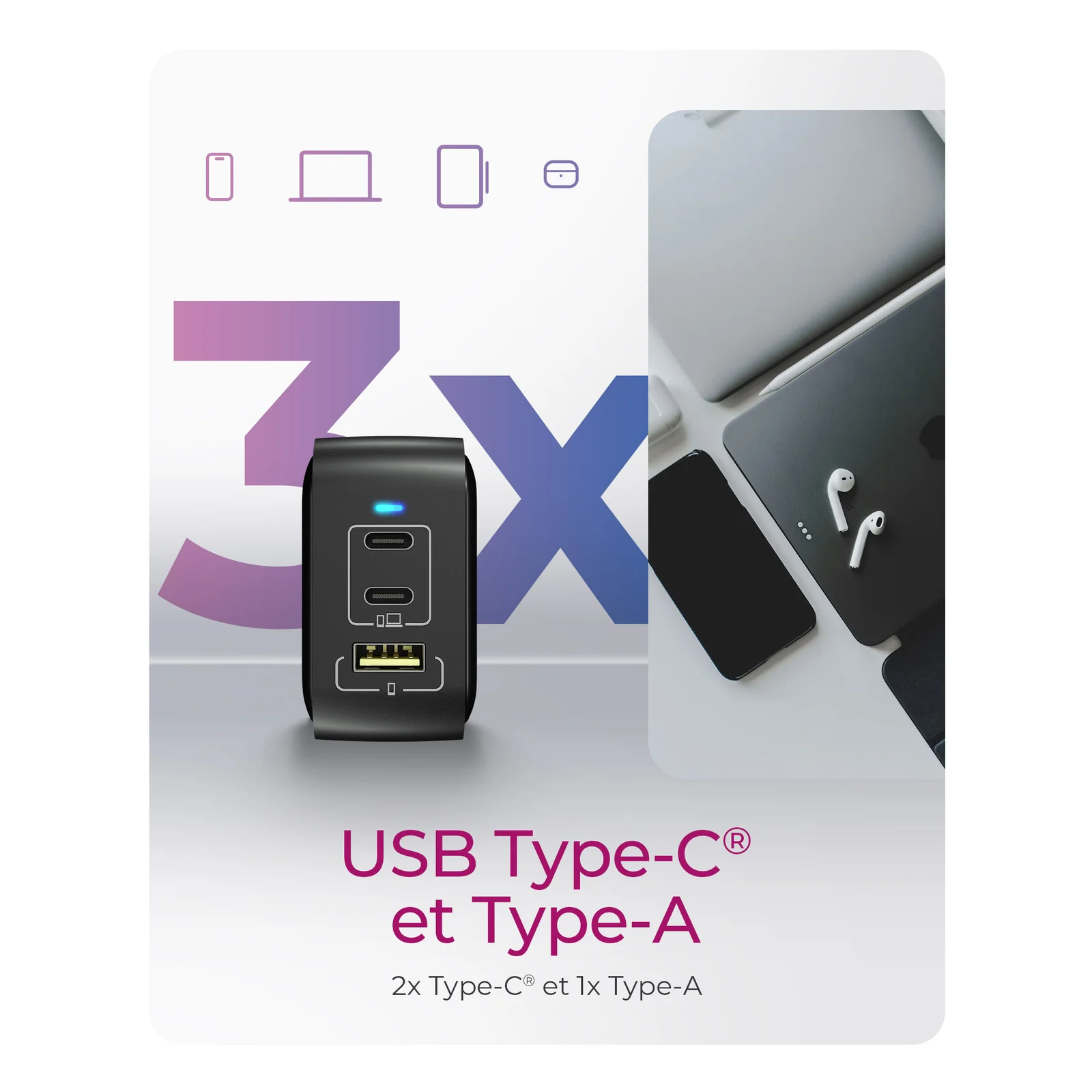 ICY BOX IB-PS1030-PD Universel Noir Secteur Charge rapide Intérieure