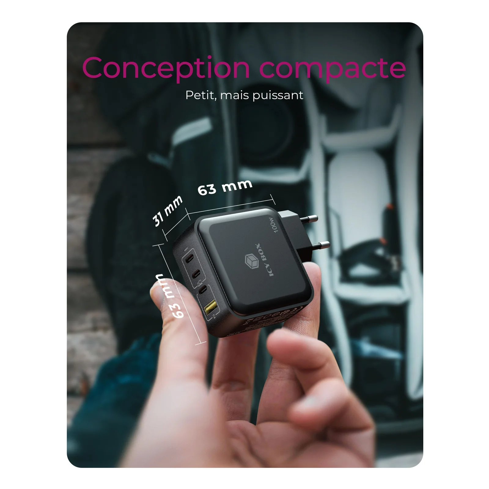 ICY BOX IB-PS1040-PD Universel Noir Secteur Charge rapide Intérieure