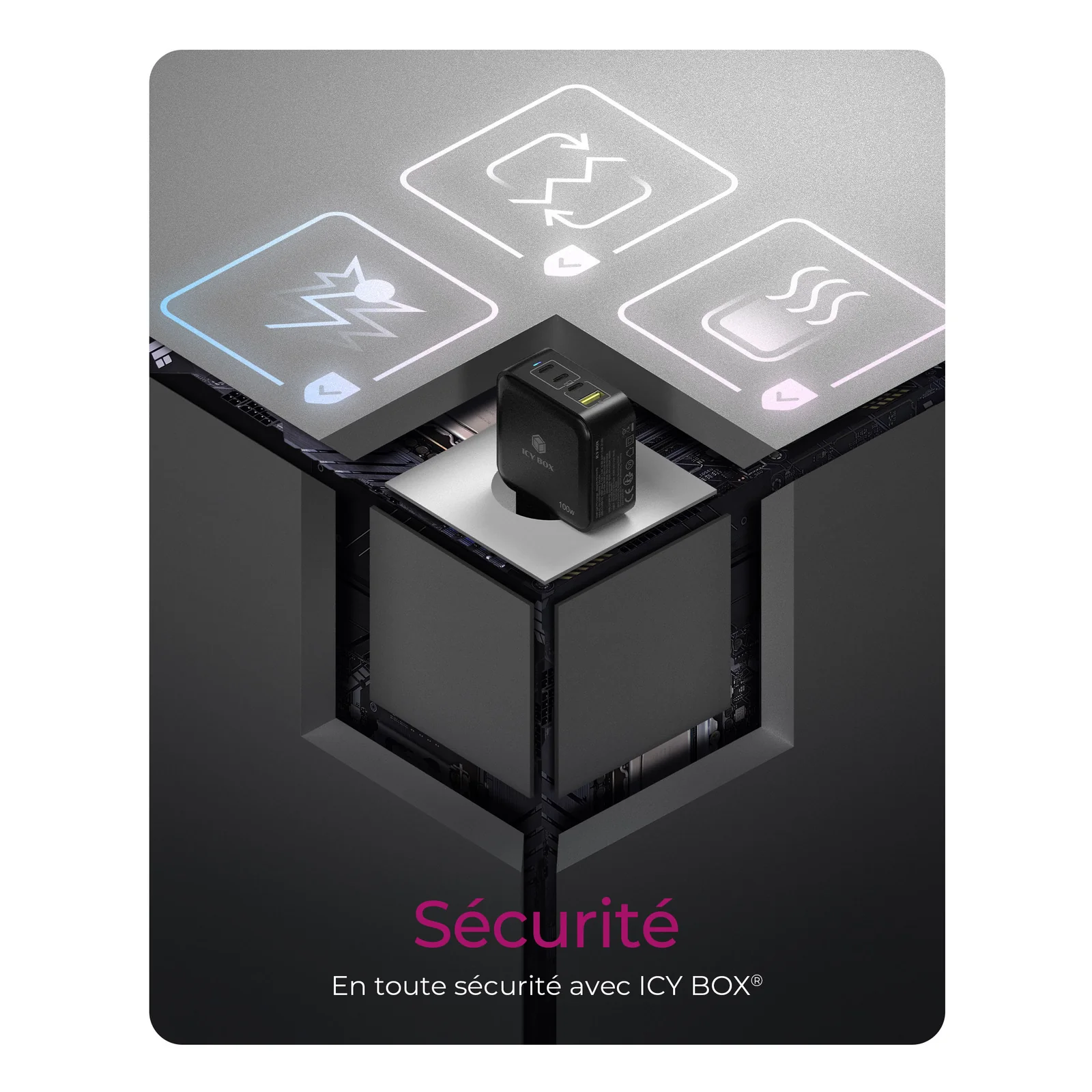 ICY BOX IB-PS1040-PD Universel Noir Secteur Charge rapide Intérieure