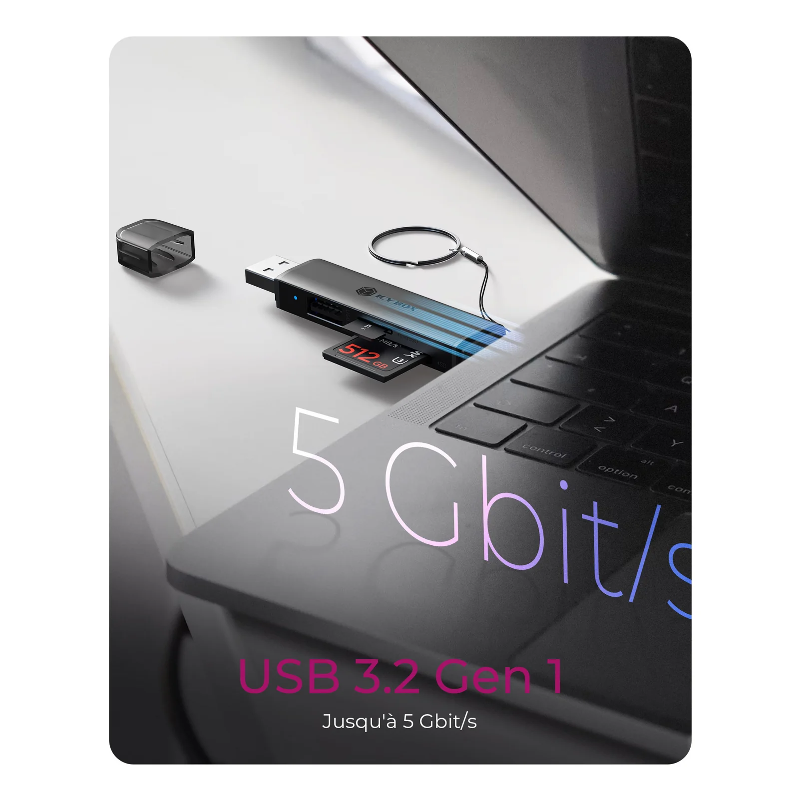ICY BOX Lecteur de cartes 3 en 1 via l'interface USB Type-A & USB Type-C